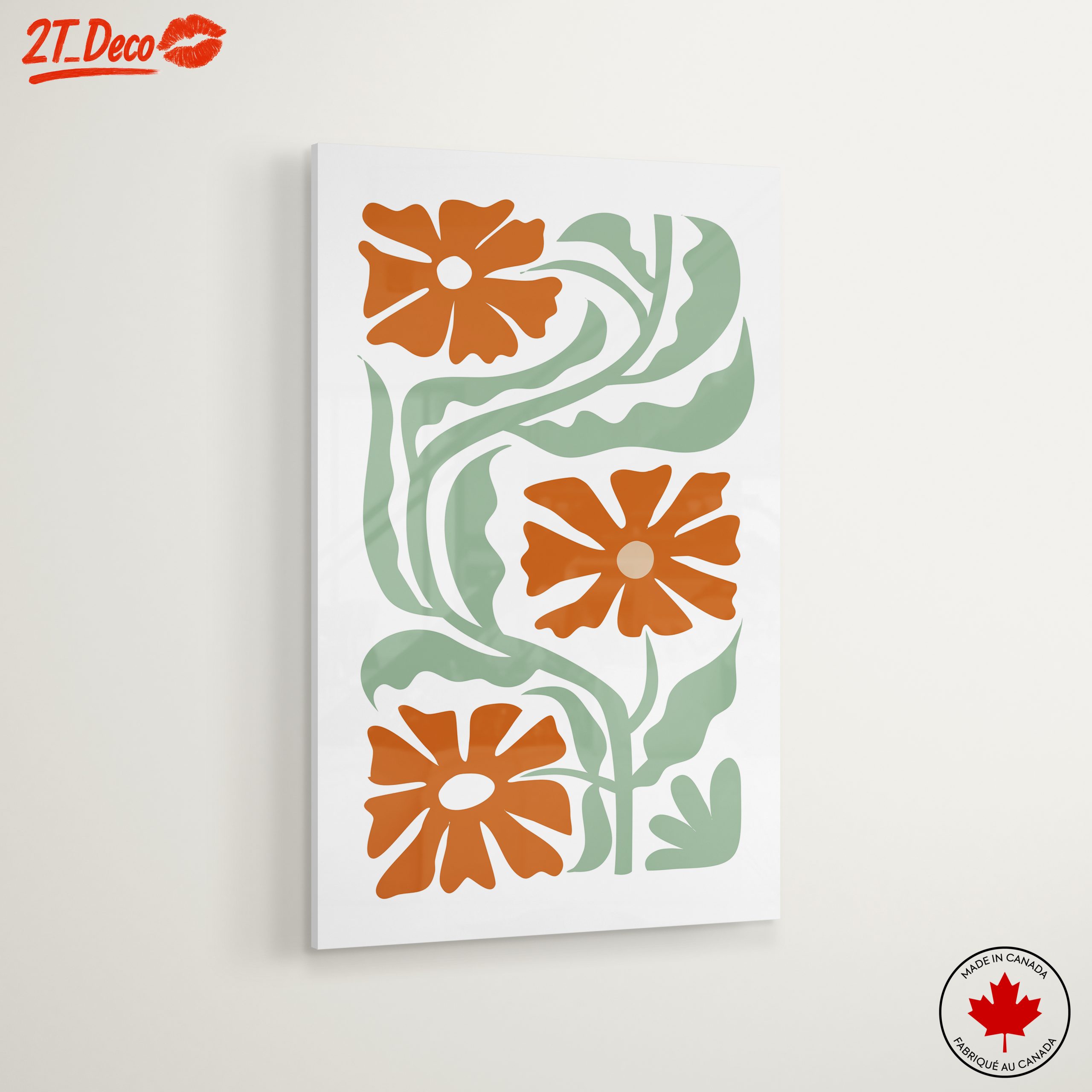 Stylized Floral Design with Green Leaves - Image 6