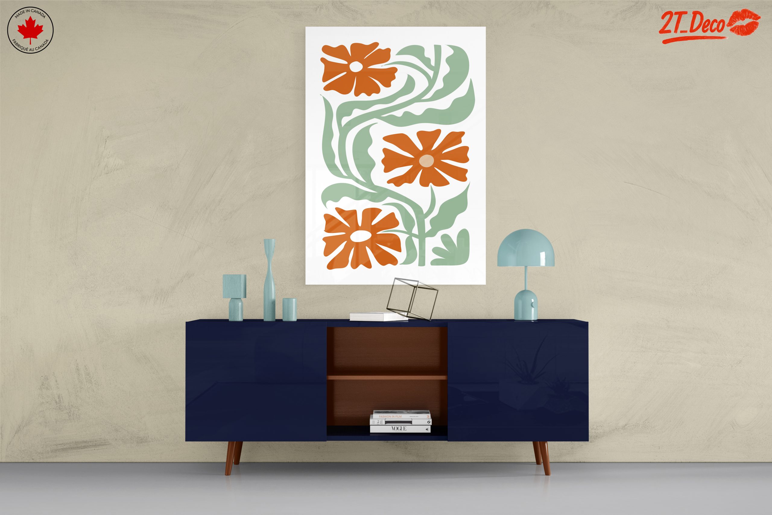 Stylized Floral Design with Green Leaves - Image 8