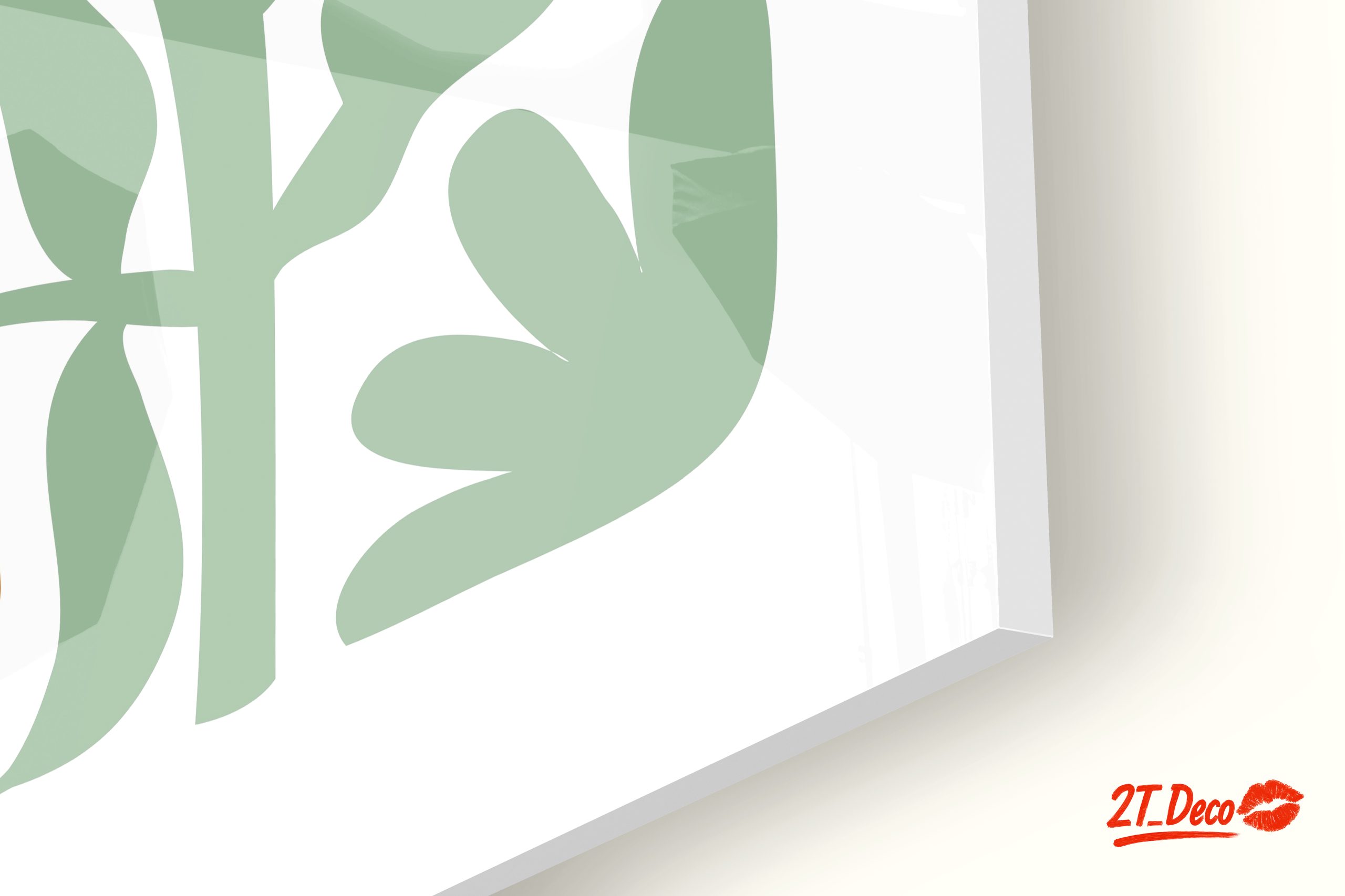 Stylized Floral Design with Green Leaves - Image 9