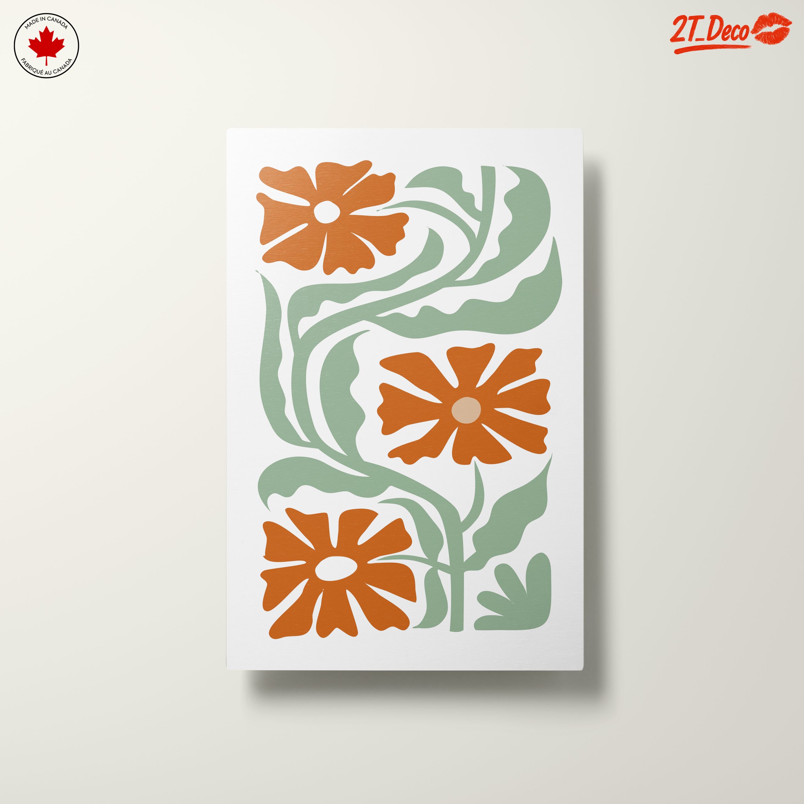 Stylized Floral Design with Green Leaves - Image 10