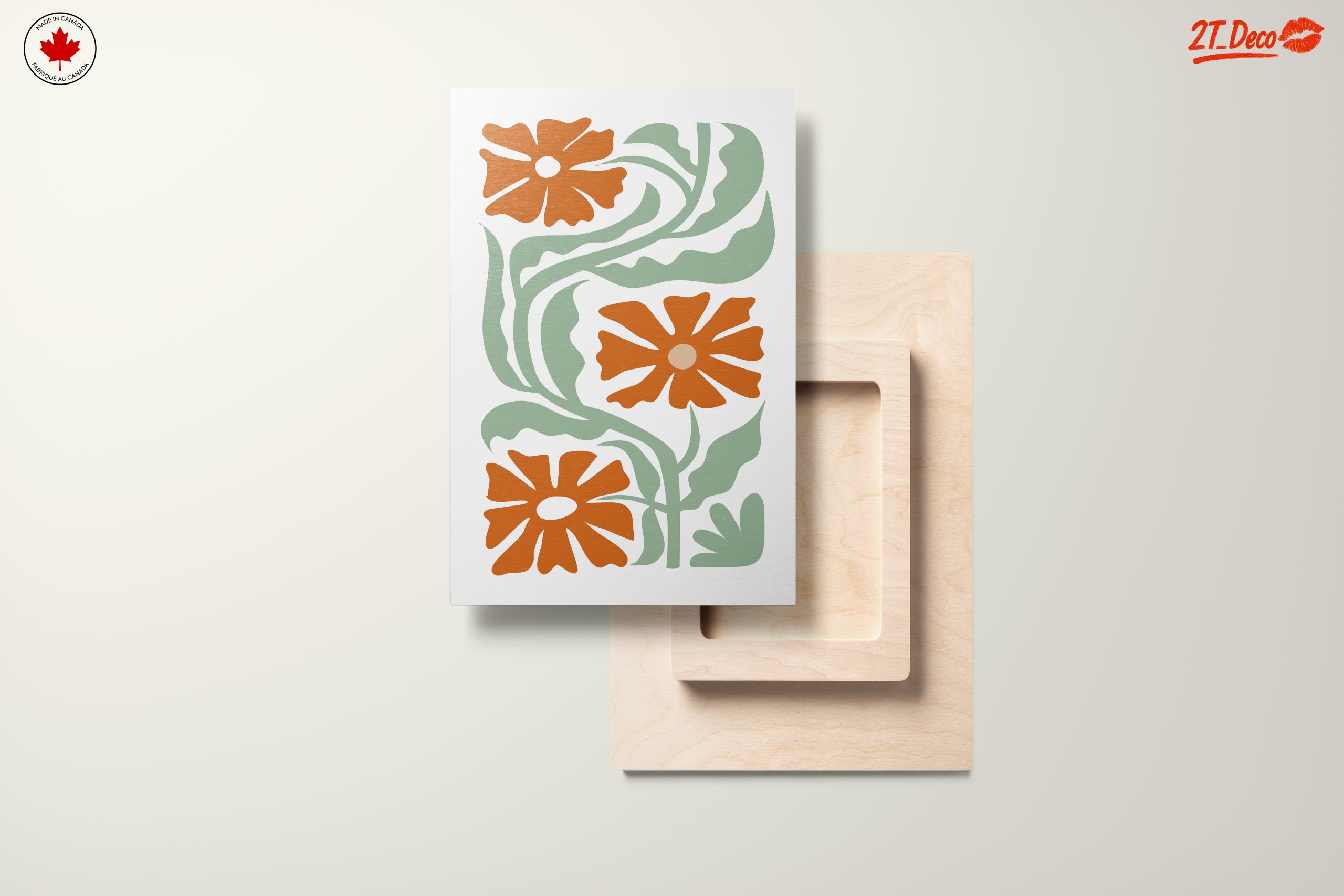 Stylized Floral Design with Green Leaves - Image 11