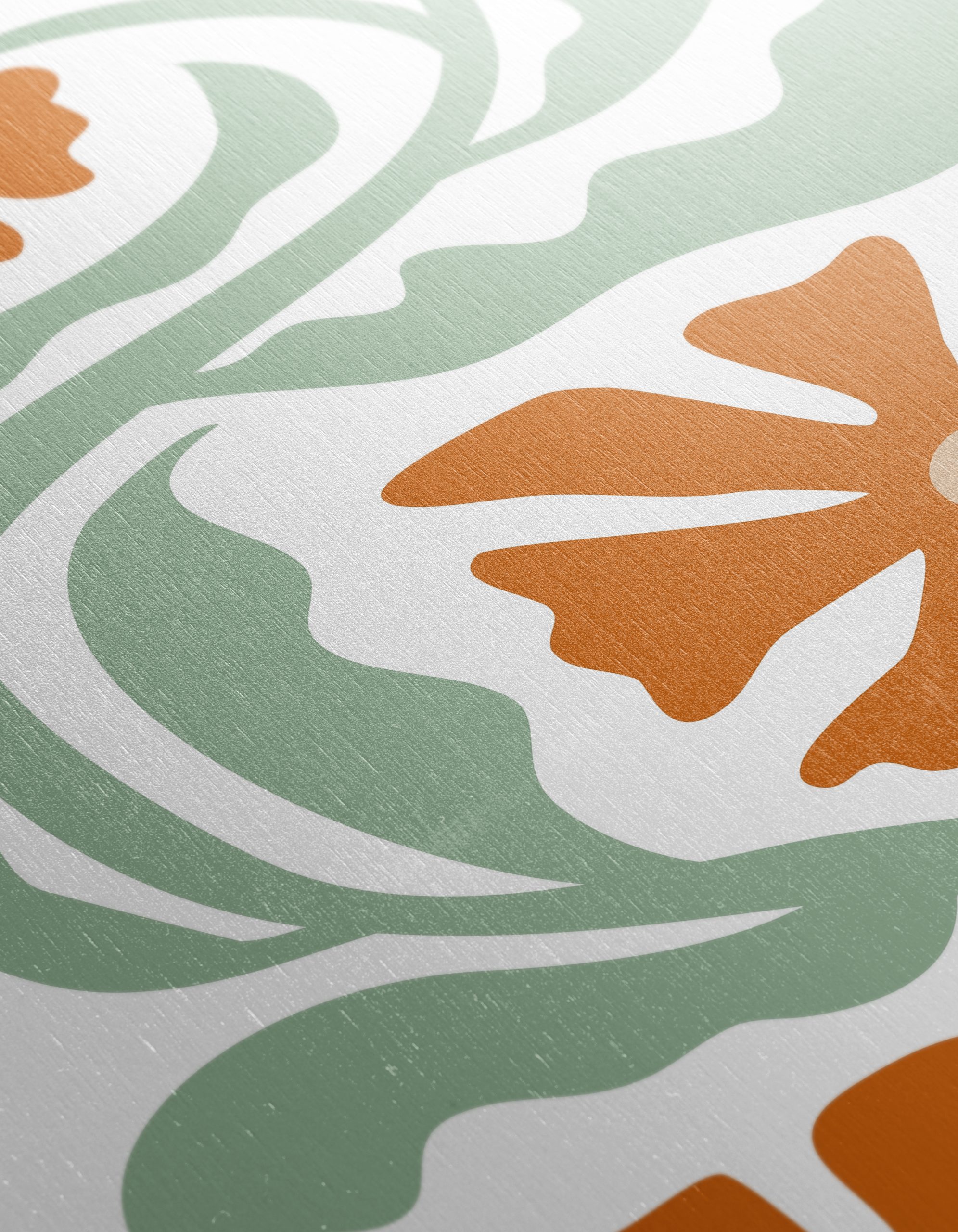 Stylized Floral Design with Green Leaves - Image 12