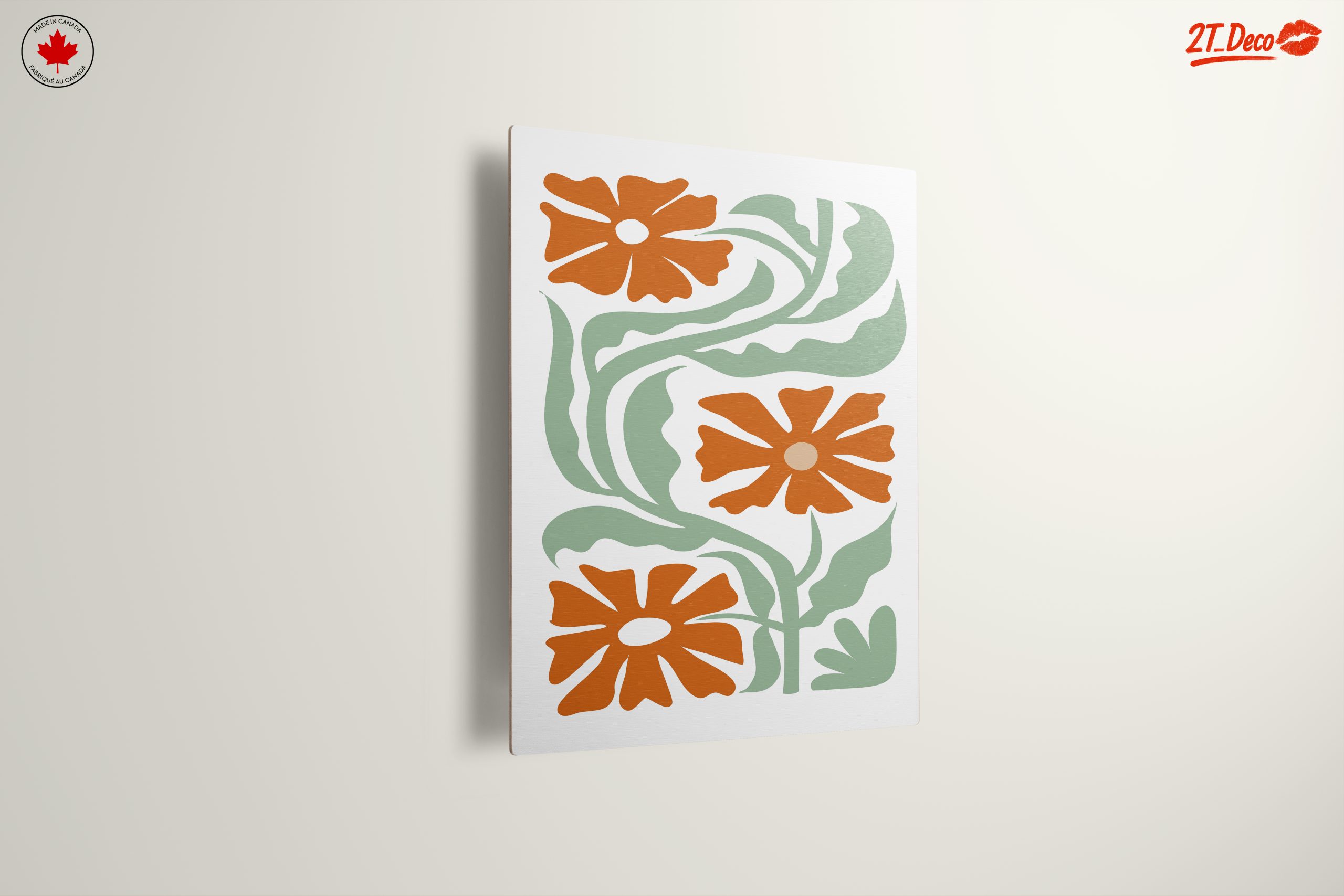 Stylized Floral Design with Green Leaves - Image 13