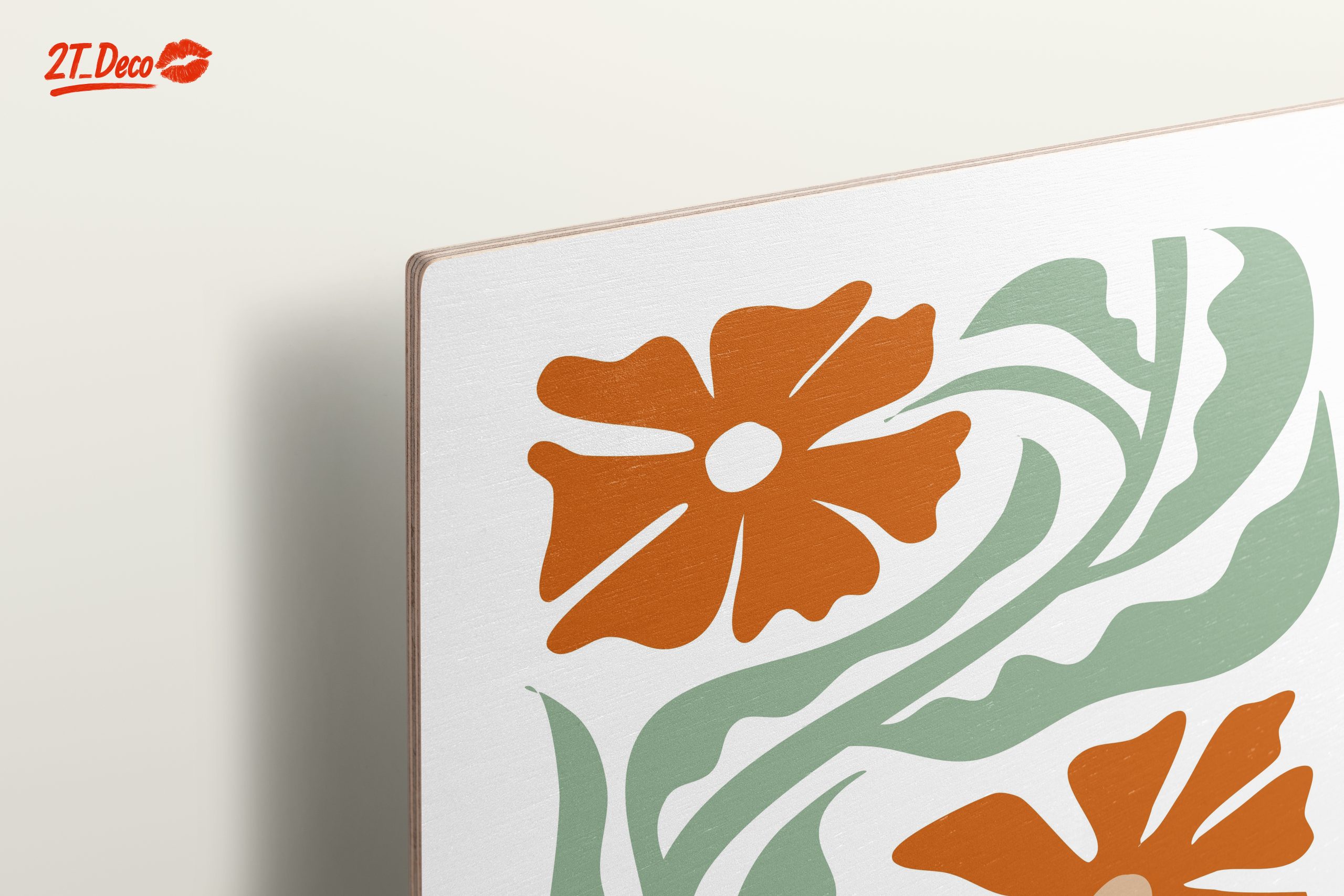 Stylized Floral Design with Green Leaves - Image 15