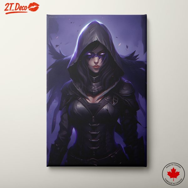 Mysterious Dynamic Character Art with Hood and Wings