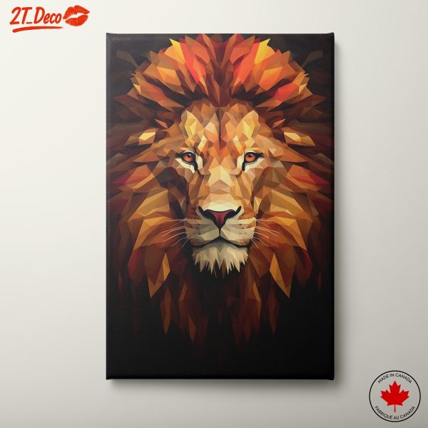 Stylized Lion Artwork in Geometric Design
