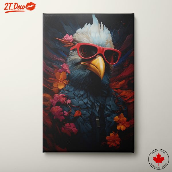 Stylized Cute Animal with Sunglasses and Flowers