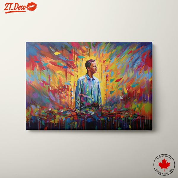 Vibrant Contemporary Portrait with Abstract Background