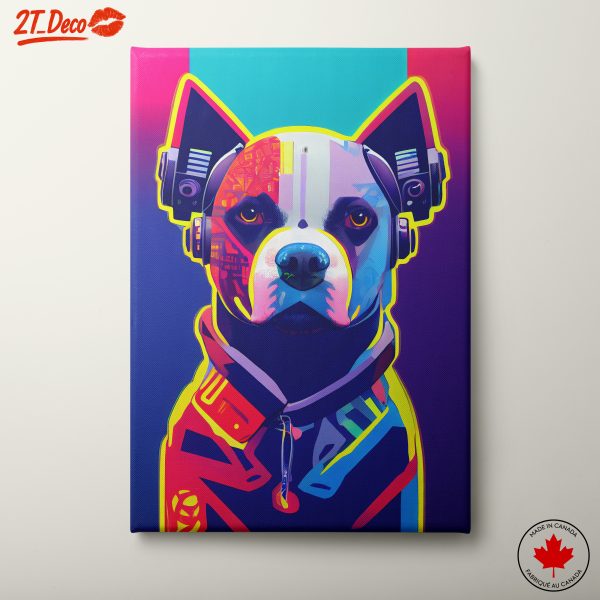 Vibrant Dog Art with Headphones