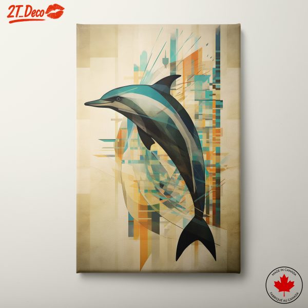 Stylized Dolphin in Abstract Marine Art