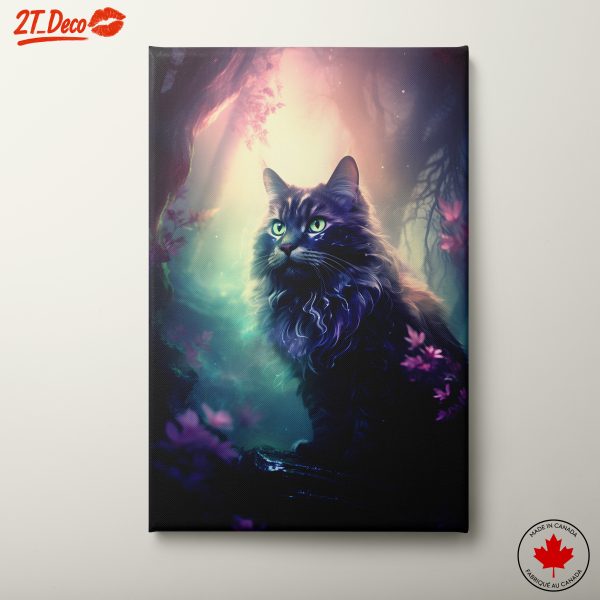 Enchanting Cat Portrait with Colorful Background