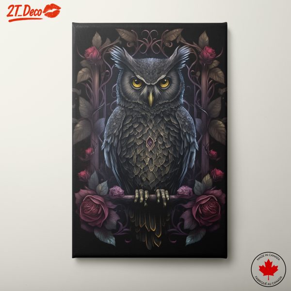 Intricate Owl Surrounded by Roses