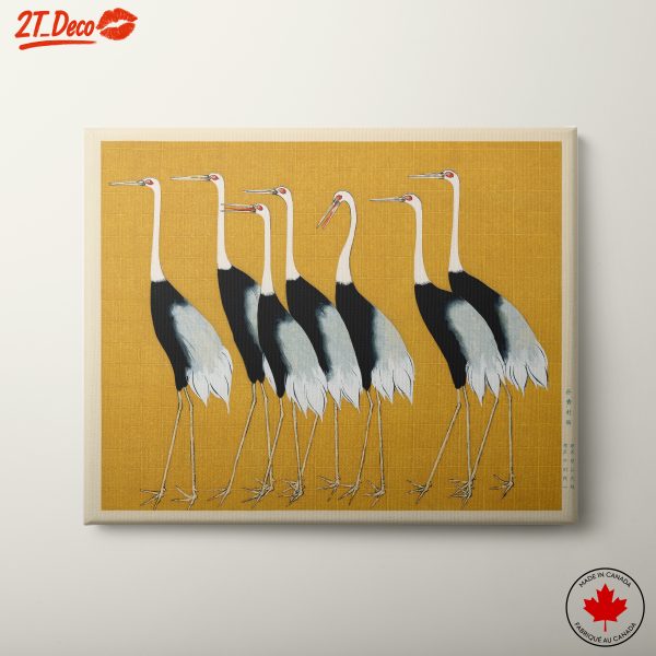Elegant Cranes Displaying In Vibrant Yellow