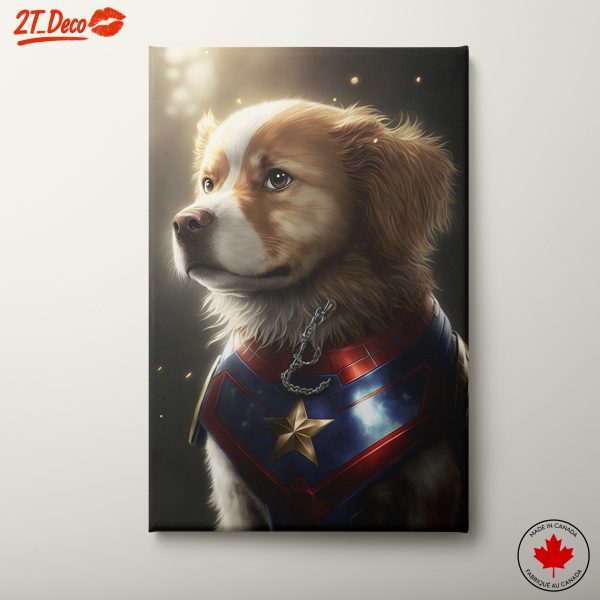 Heroic Dog Portrait with Comic Elements