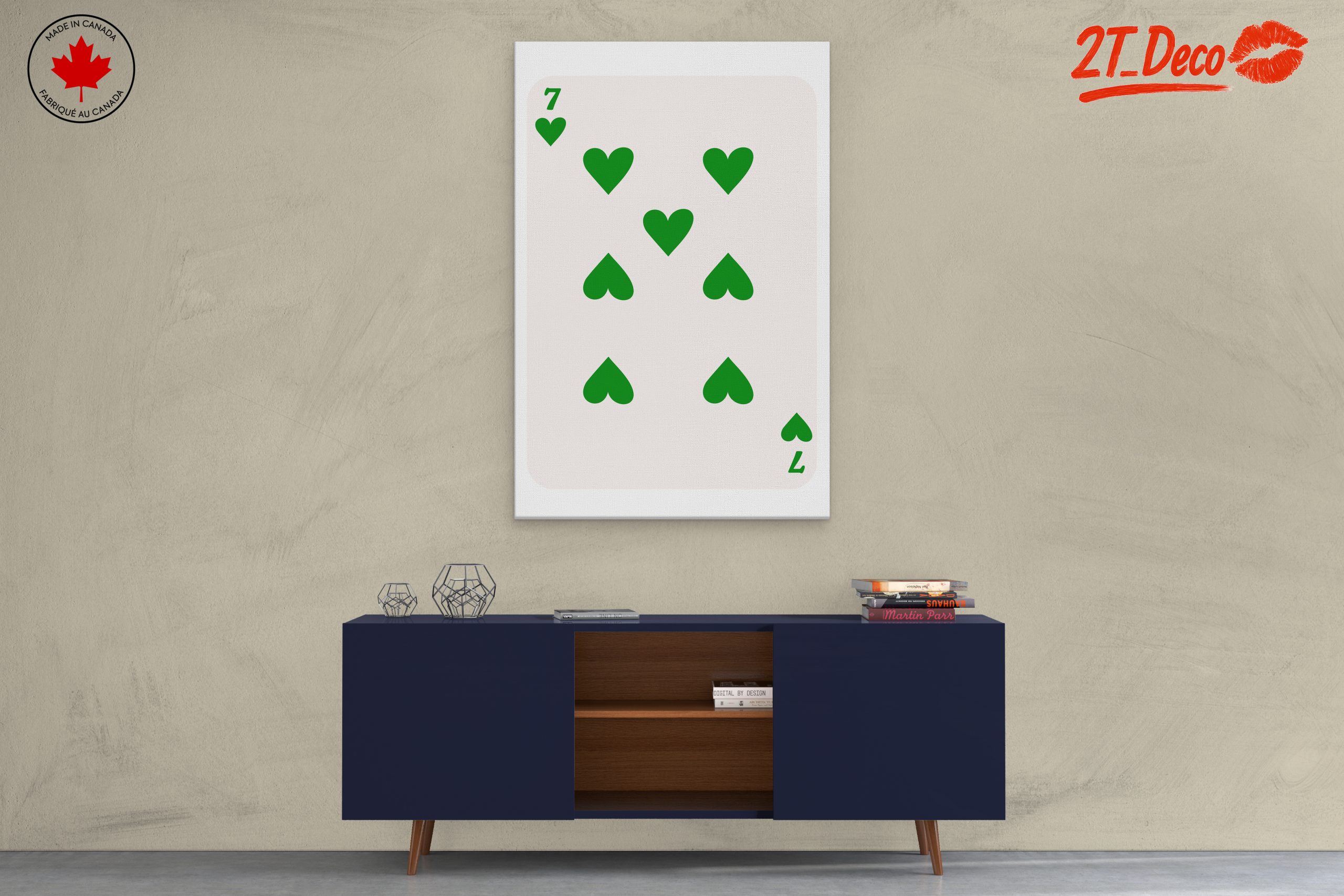 Green Heart Playing Card Design Art - Image 3