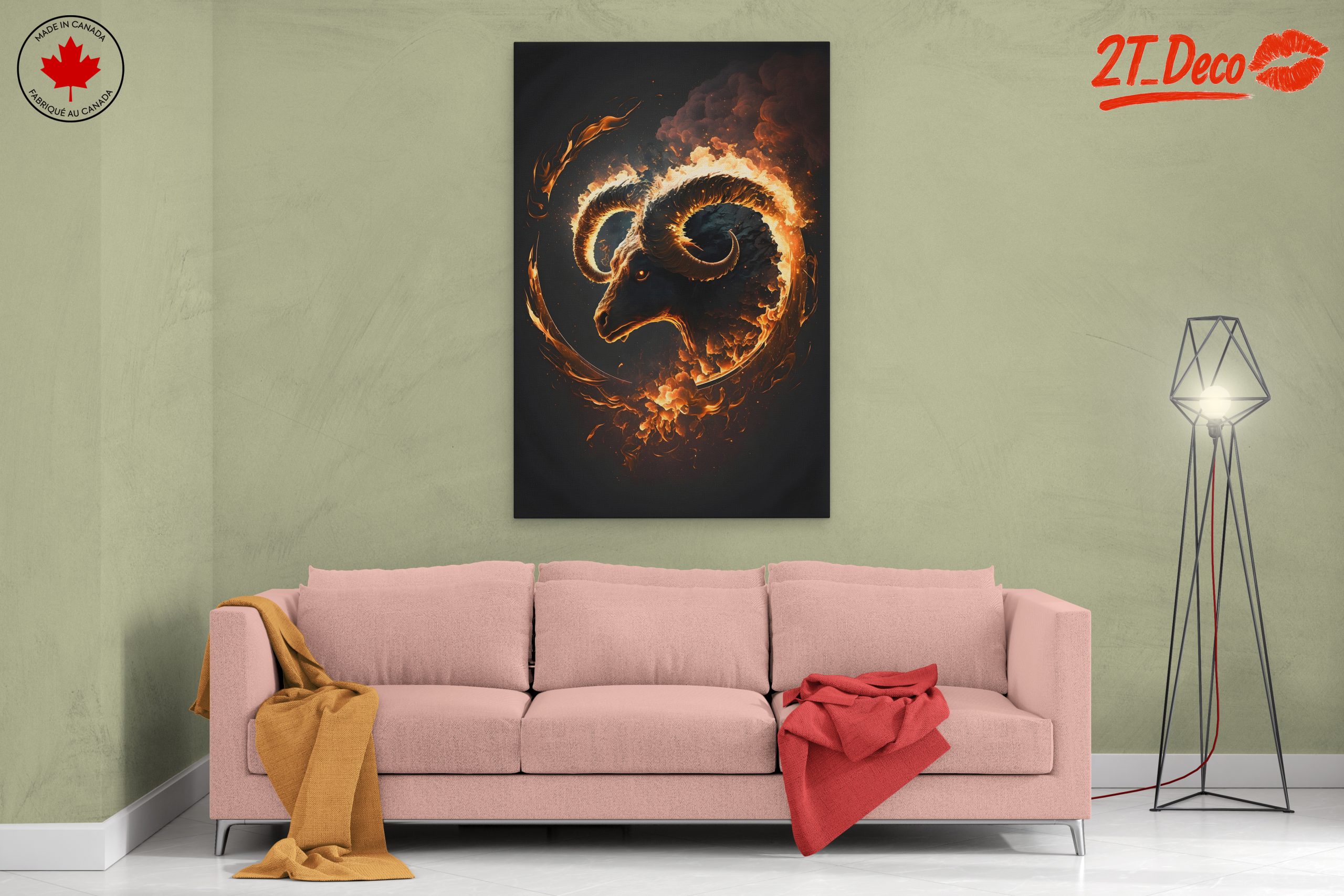 Flaming Ram Mythical Creature Art - Image 2