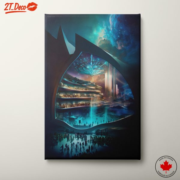 Futuristic Urban Scene with Cosmic Elements