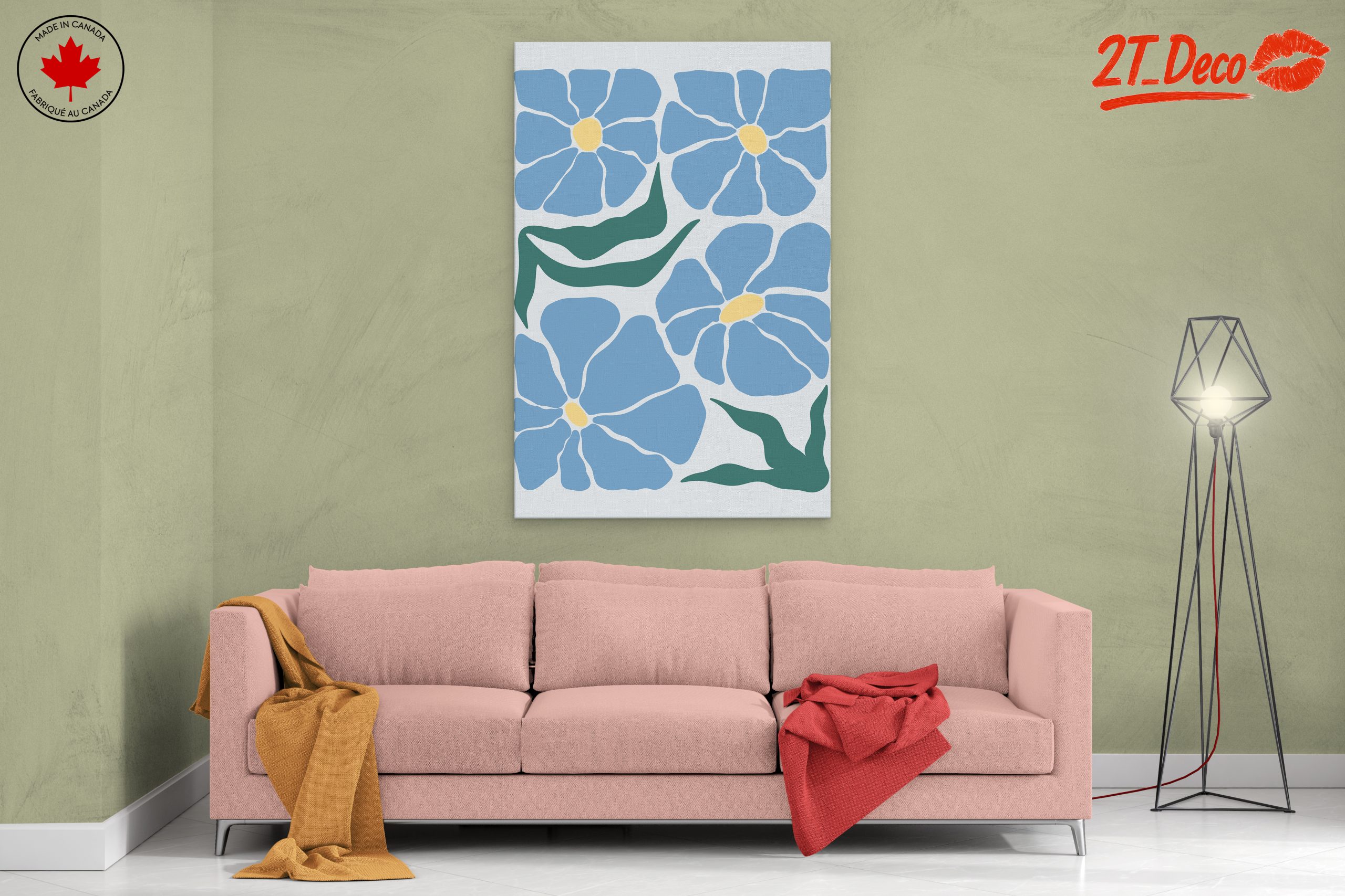 Stylized Blue Floral Artwork - Image 2