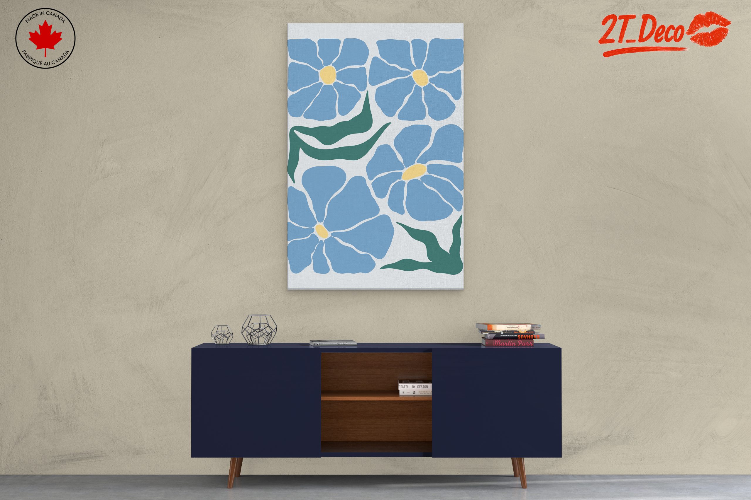 Stylized Blue Floral Artwork - Image 3