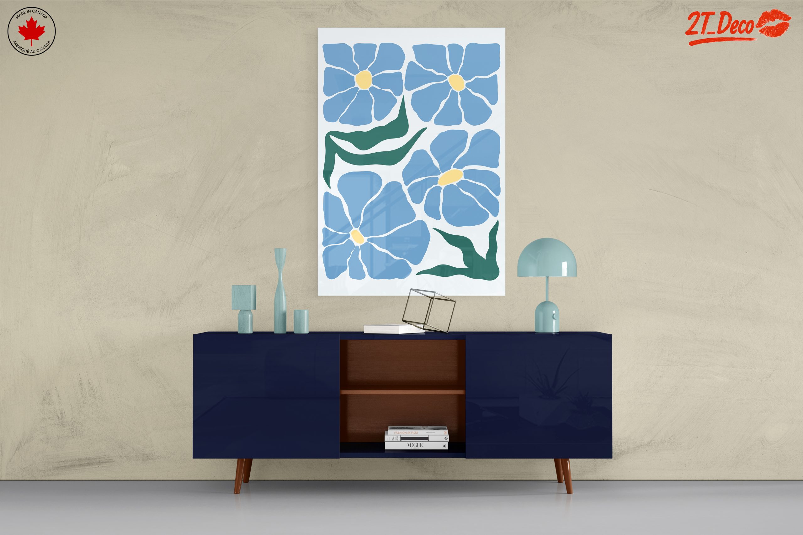 Stylized Blue Floral Artwork - Image 8