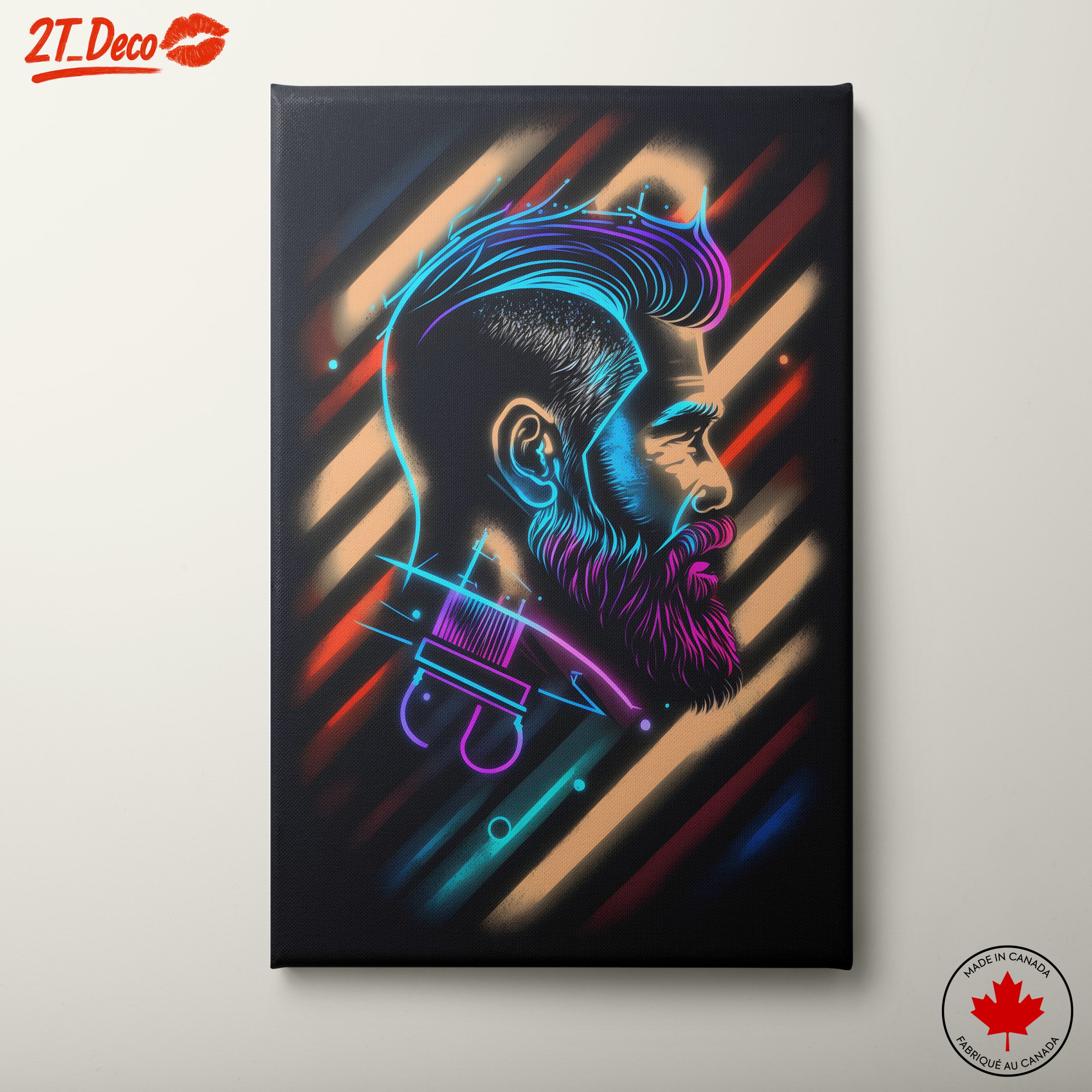 Vibrant Barber Portrait with Neon Style