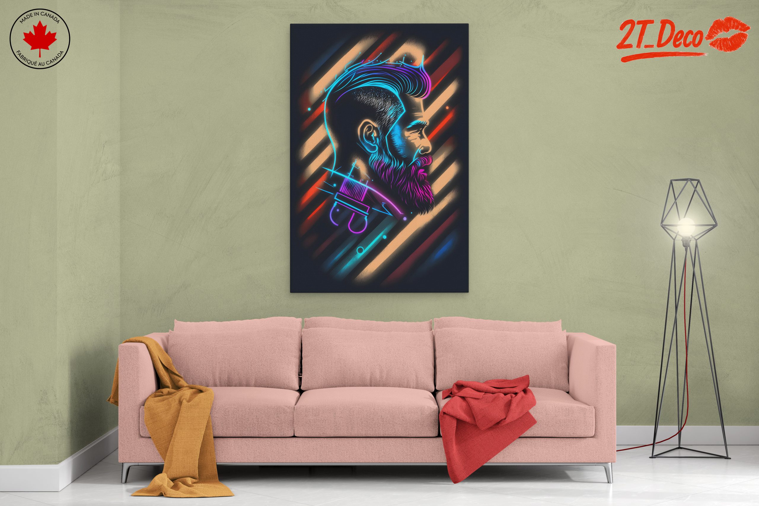 Vibrant Barber Portrait with Neon Style - Image 2