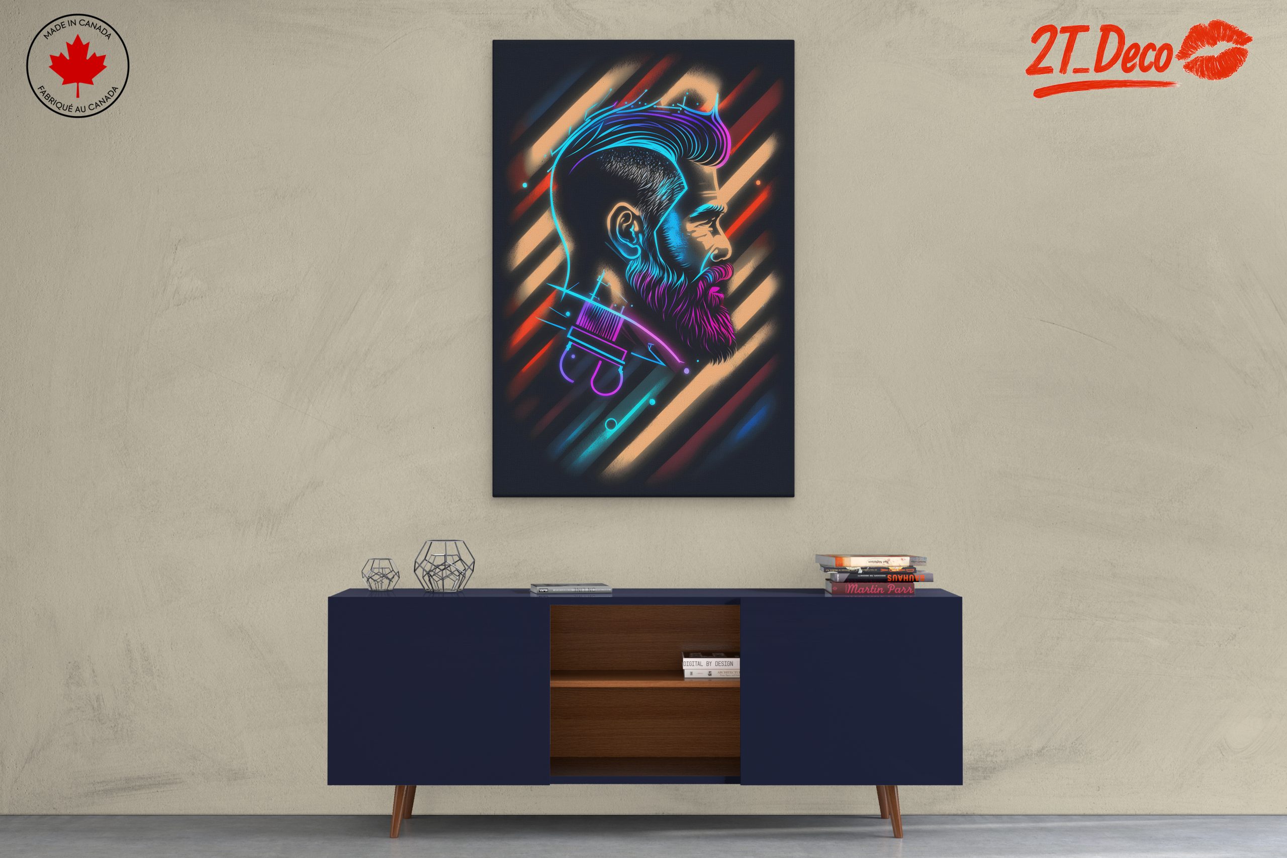 Vibrant Barber Portrait with Neon Style - Image 3