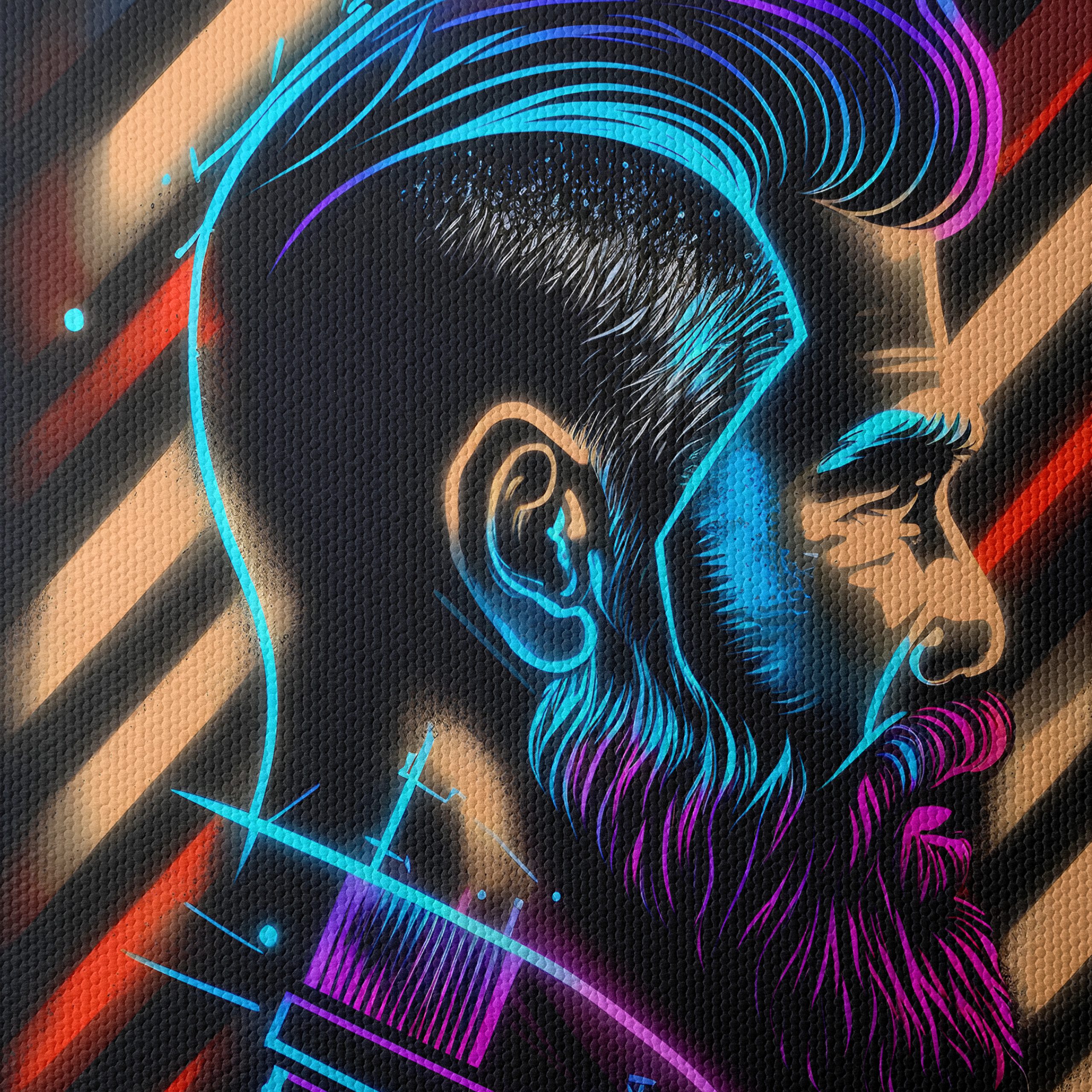 Vibrant Barber Portrait with Neon Style - Image 4