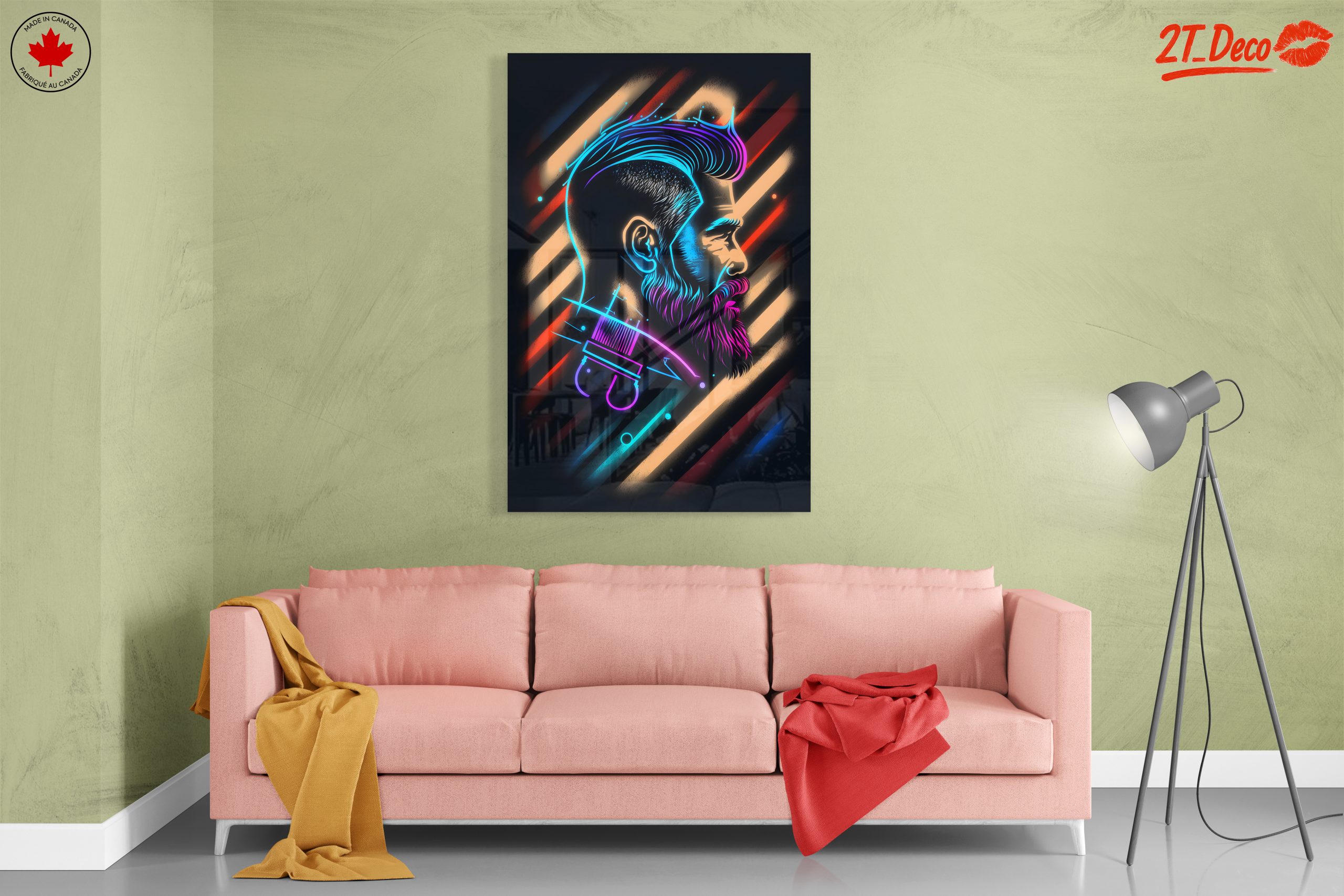 Vibrant Barber Portrait with Neon Style - Image 7