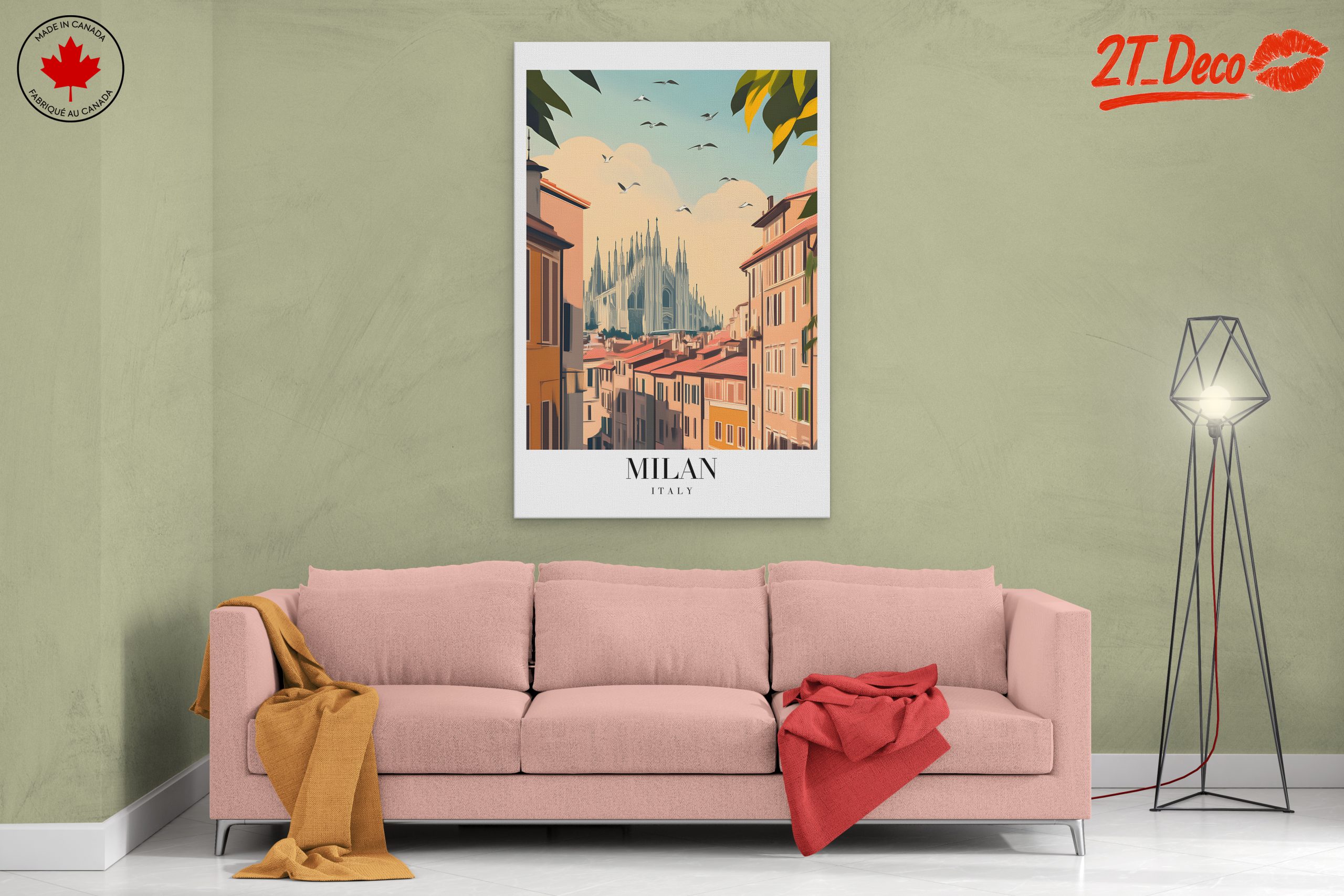 Milan Cityscape Art Featuring Duomo Cathedral - Image 2
