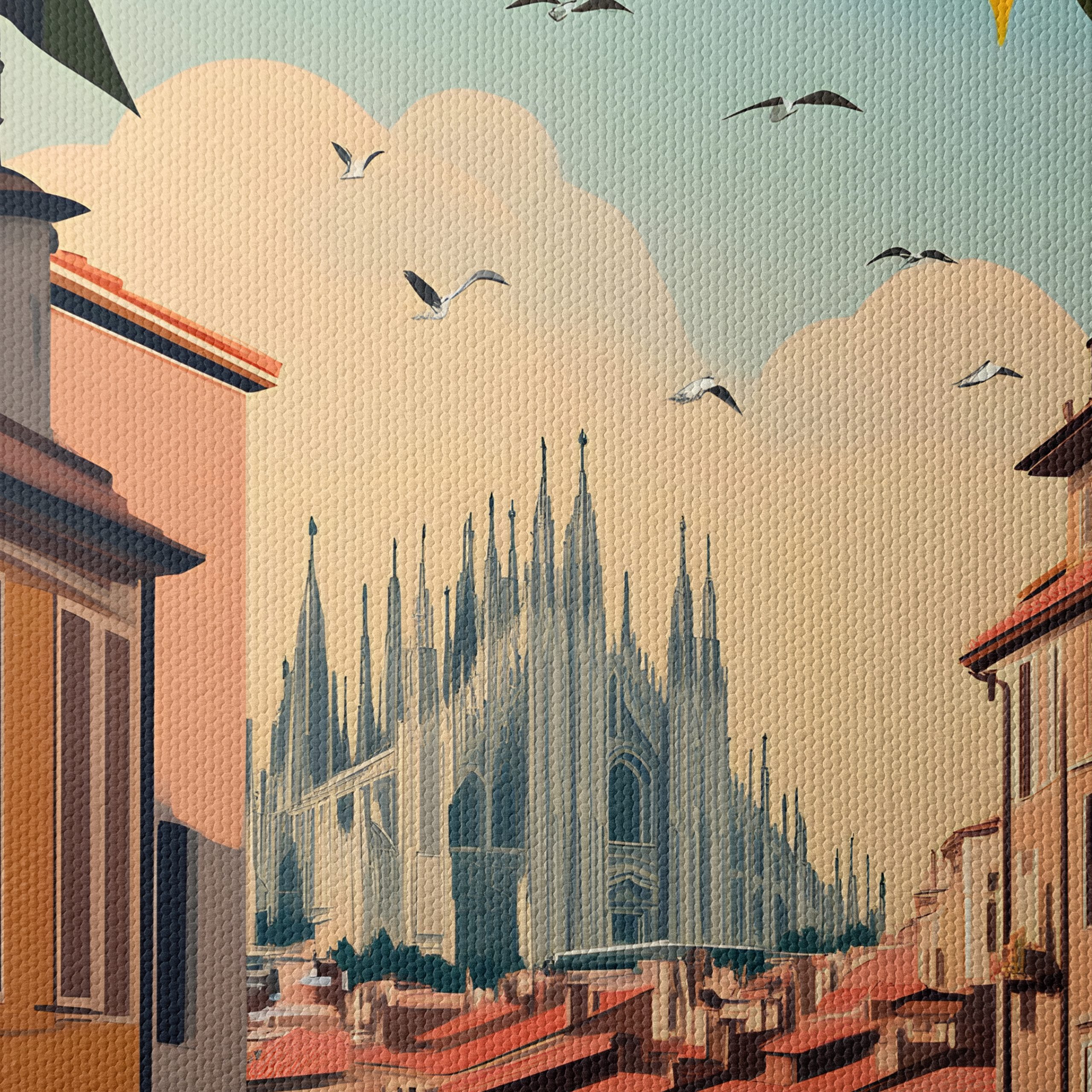 Milan Cityscape Art Featuring Duomo Cathedral - Image 4