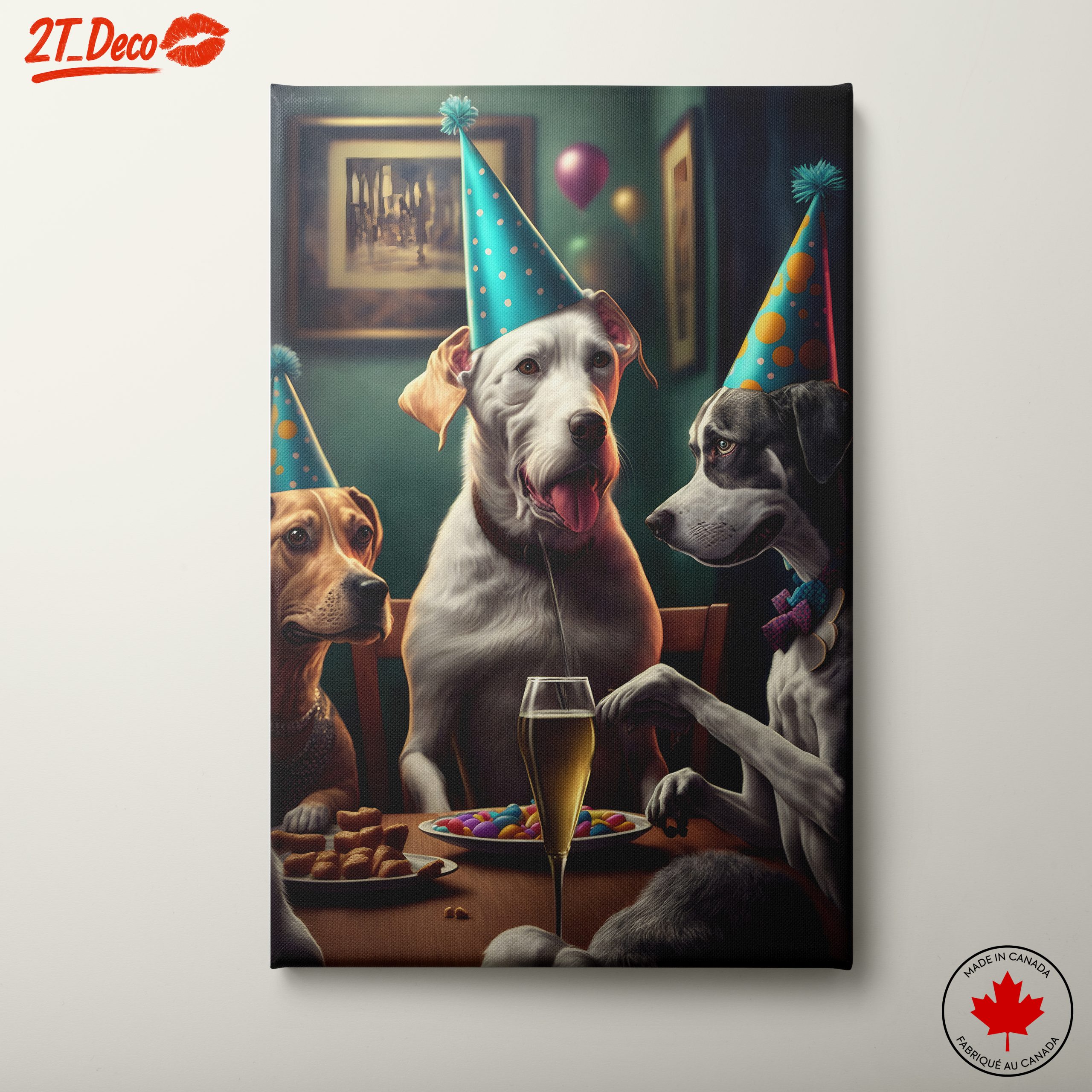 Playful Dogs Celebrating a Party