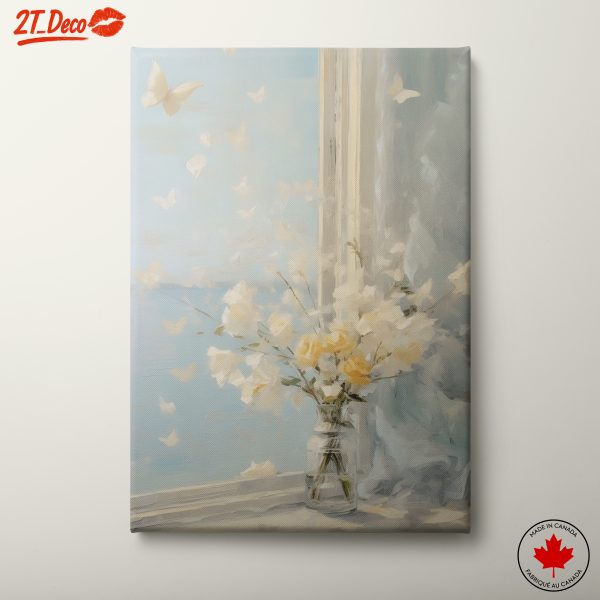 White Floral Arrangement With Butterflies