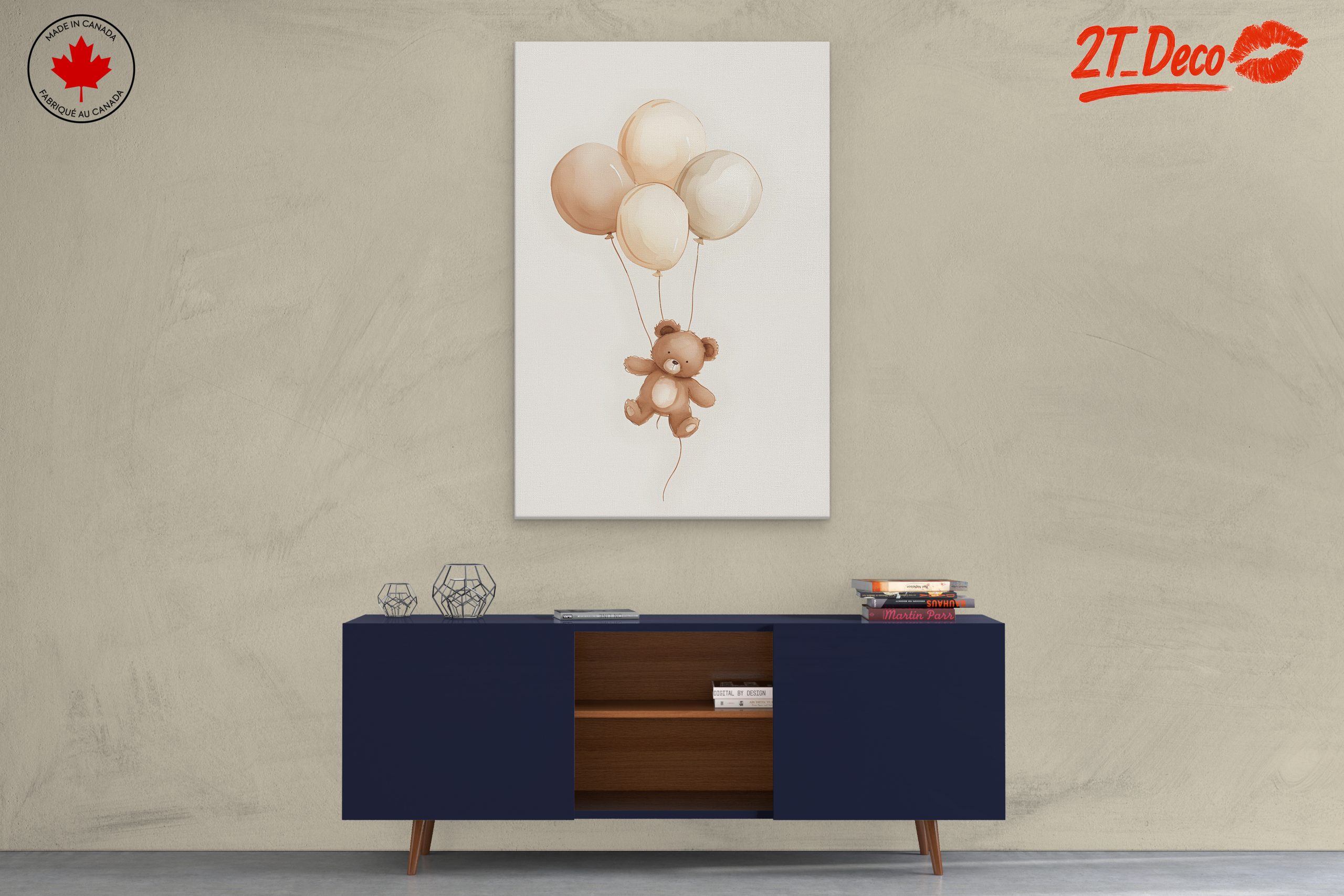 Whimsical Teddy Bear with Balloons - Image 3