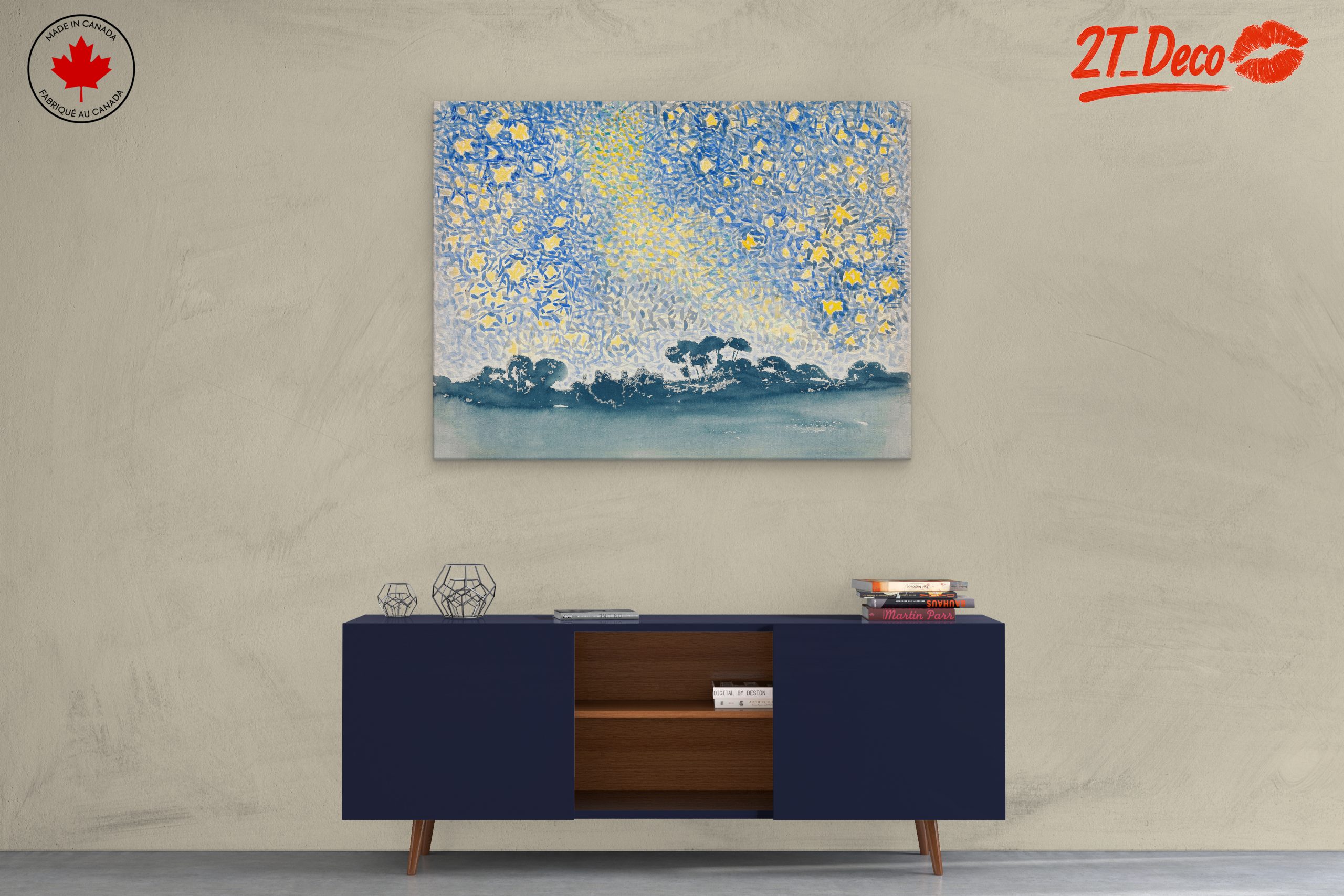 Starry Night Abstract Watercolor Artwork - Image 3