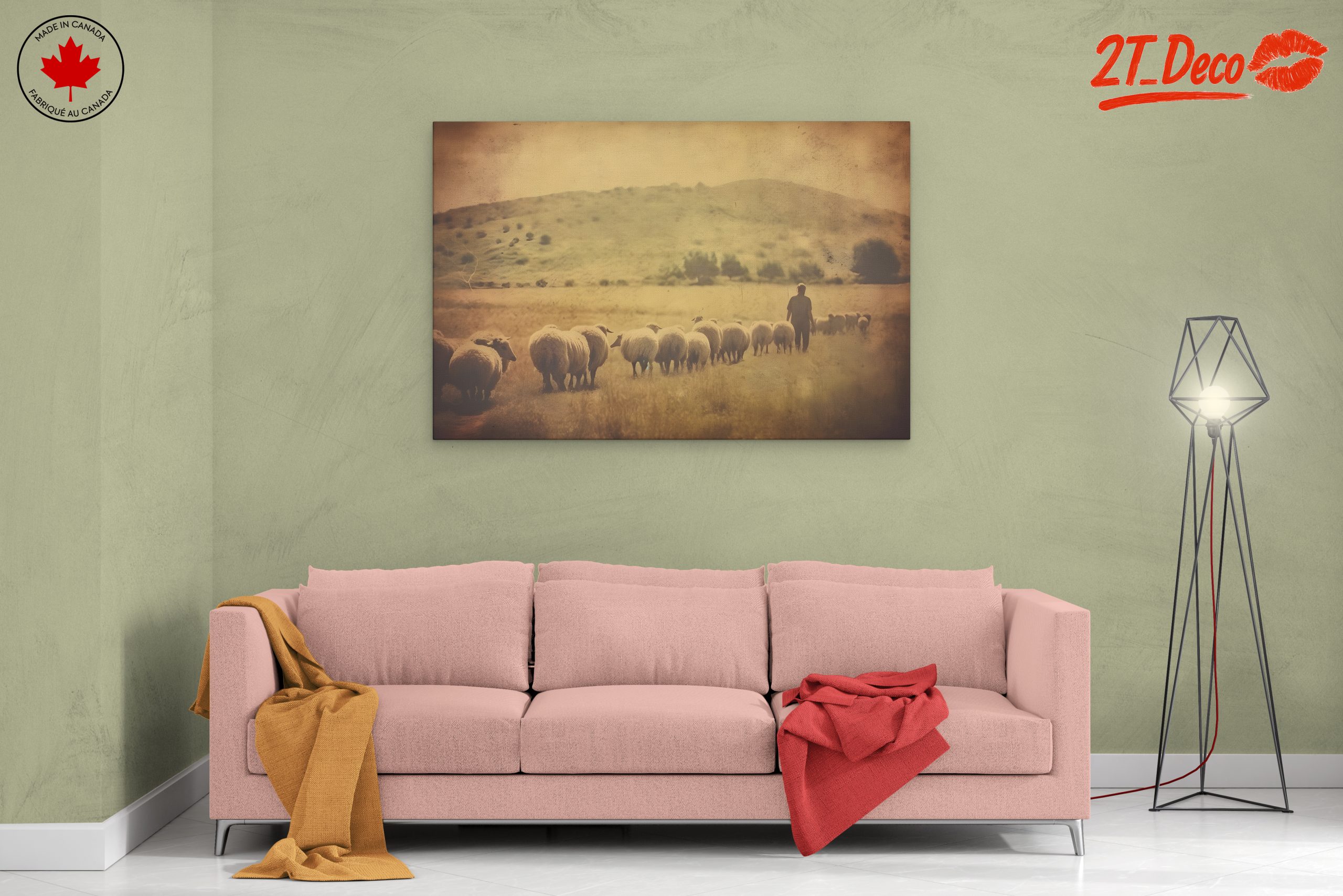 Shepherd With Sheep in Pastoral Landscape - Image 2