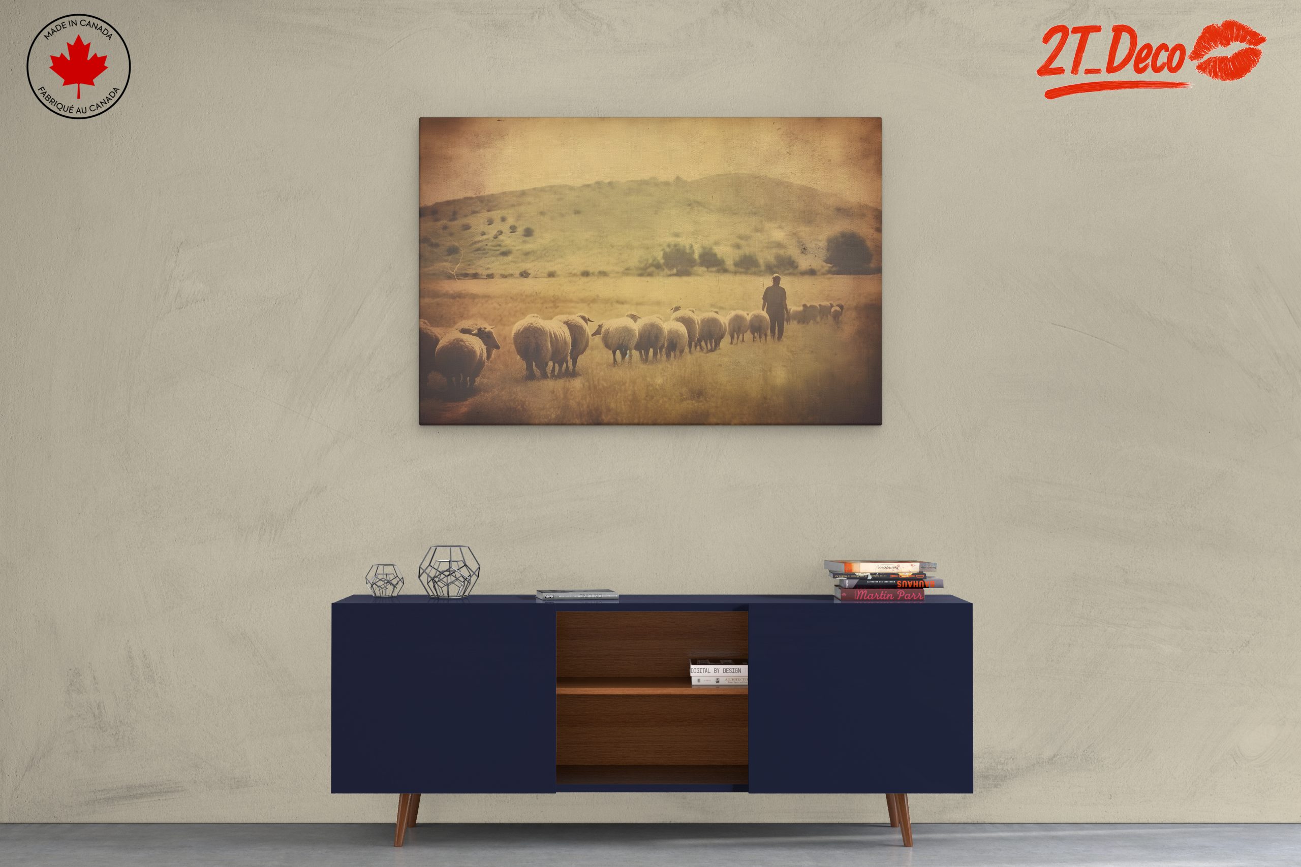 Shepherd With Sheep in Pastoral Landscape - Image 3