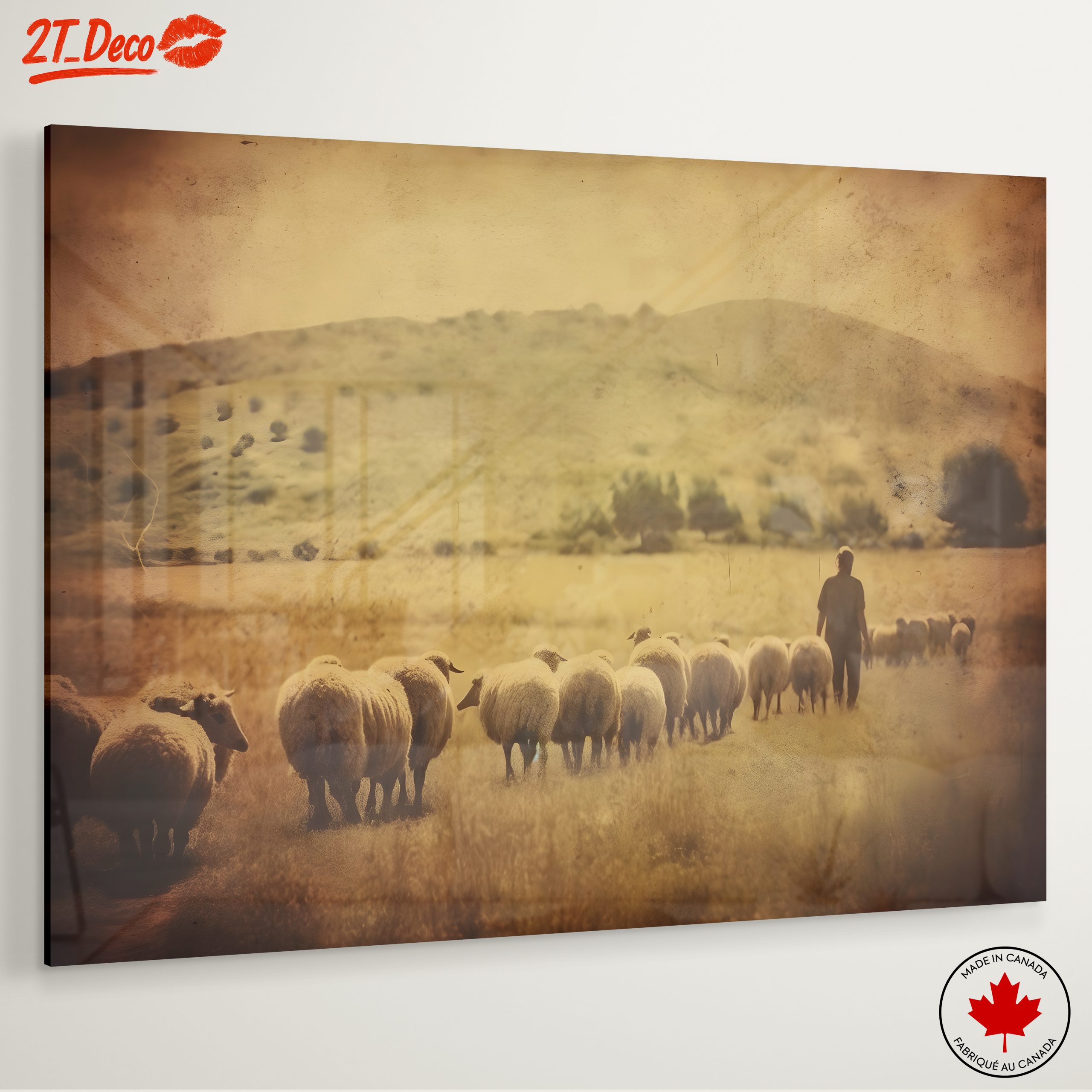Shepherd With Sheep in Pastoral Landscape - Image 6