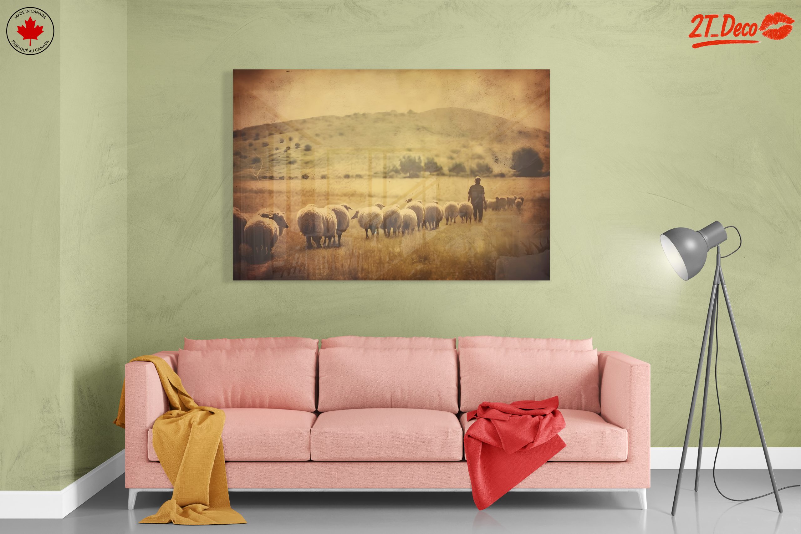 Shepherd With Sheep in Pastoral Landscape - Image 7