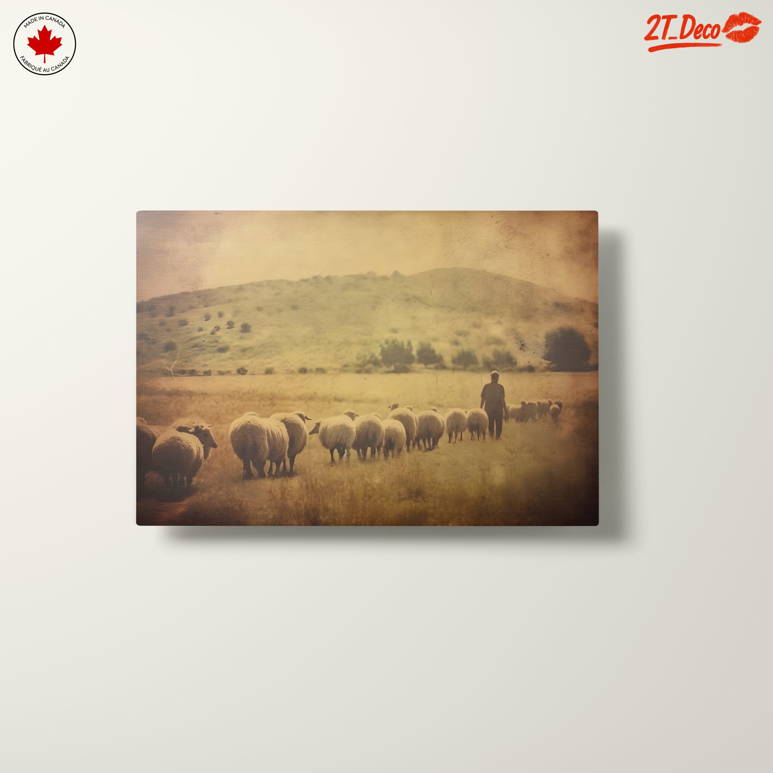 Shepherd With Sheep in Pastoral Landscape - Image 10