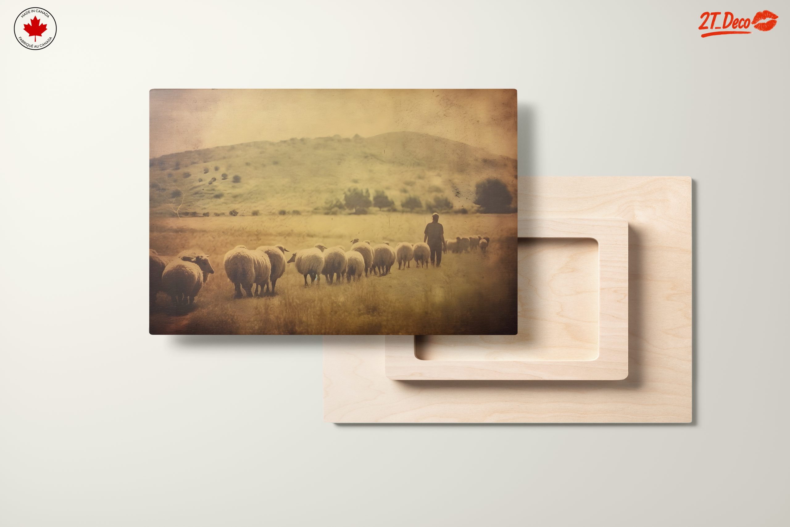 Shepherd With Sheep in Pastoral Landscape - Image 11