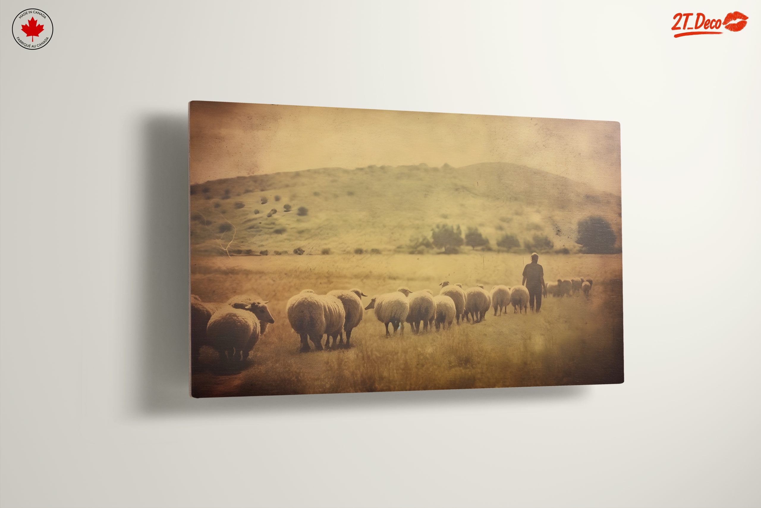 Shepherd With Sheep in Pastoral Landscape - Image 13