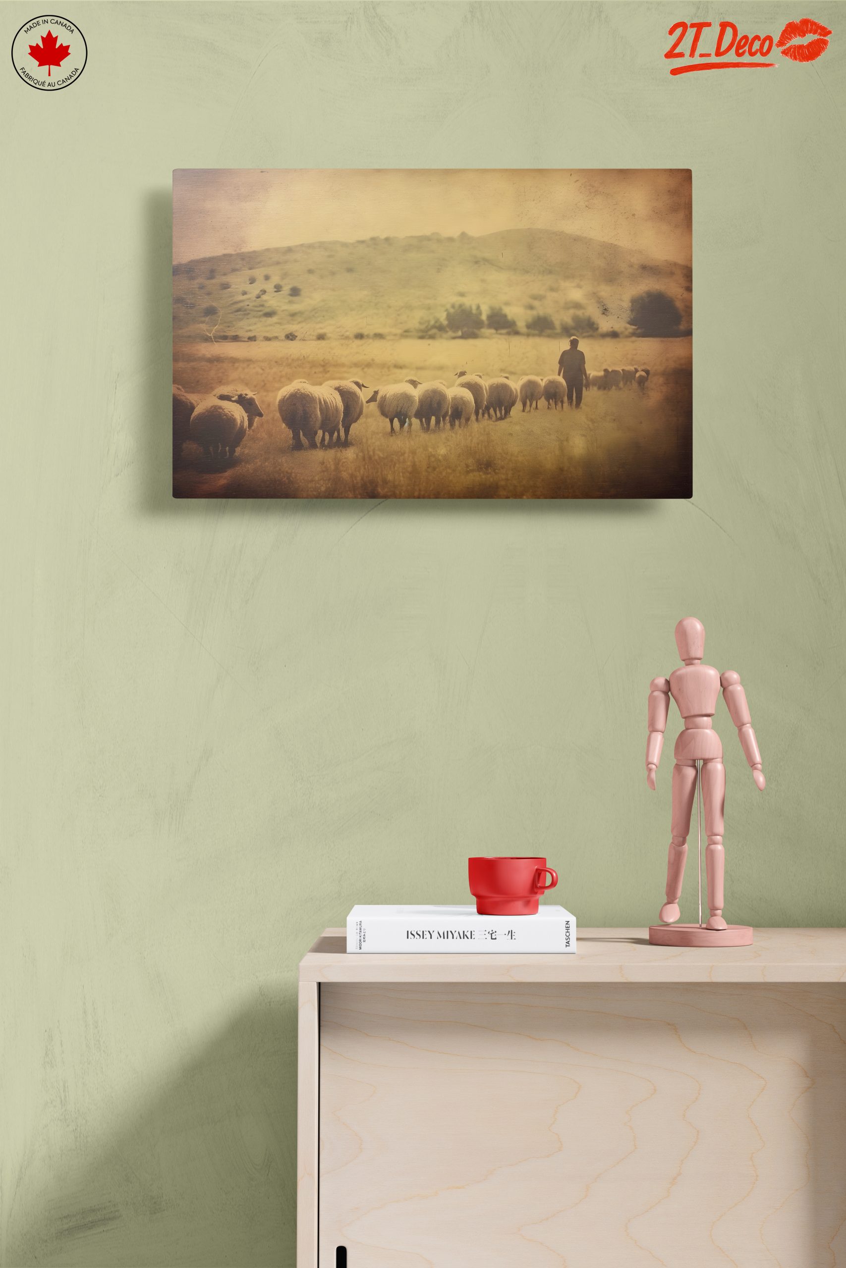 Shepherd With Sheep in Pastoral Landscape - Image 14