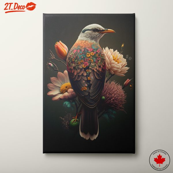 Colorful Botanical Bird Artwork