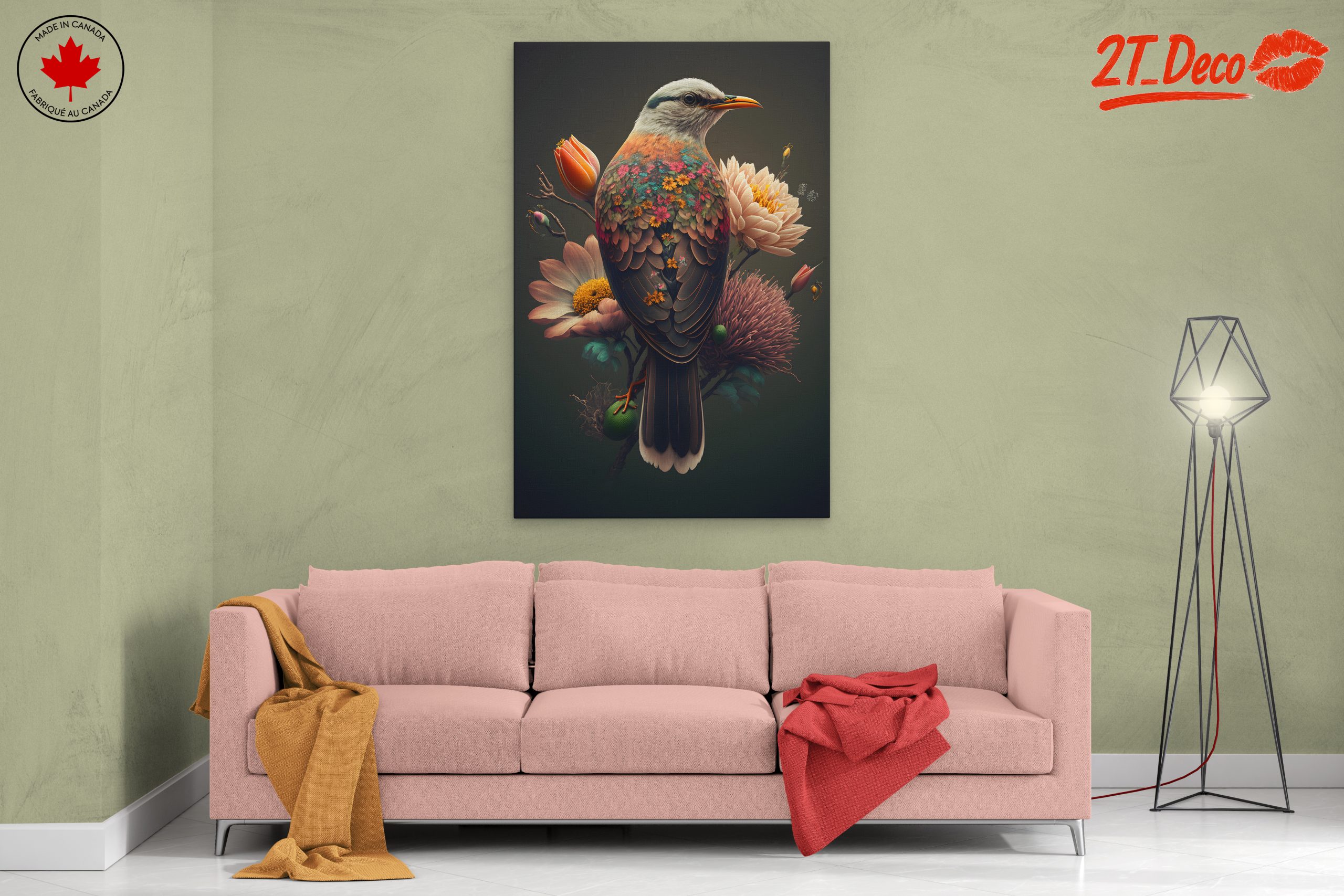 Colorful Botanical Bird Artwork - Image 2