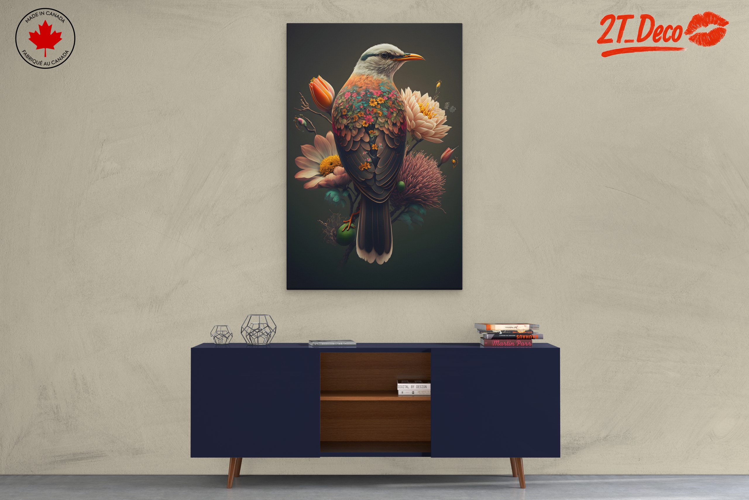 Colorful Botanical Bird Artwork - Image 3