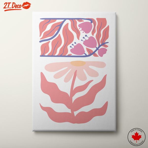 Stylized Floral Design with Leaves and Flowers