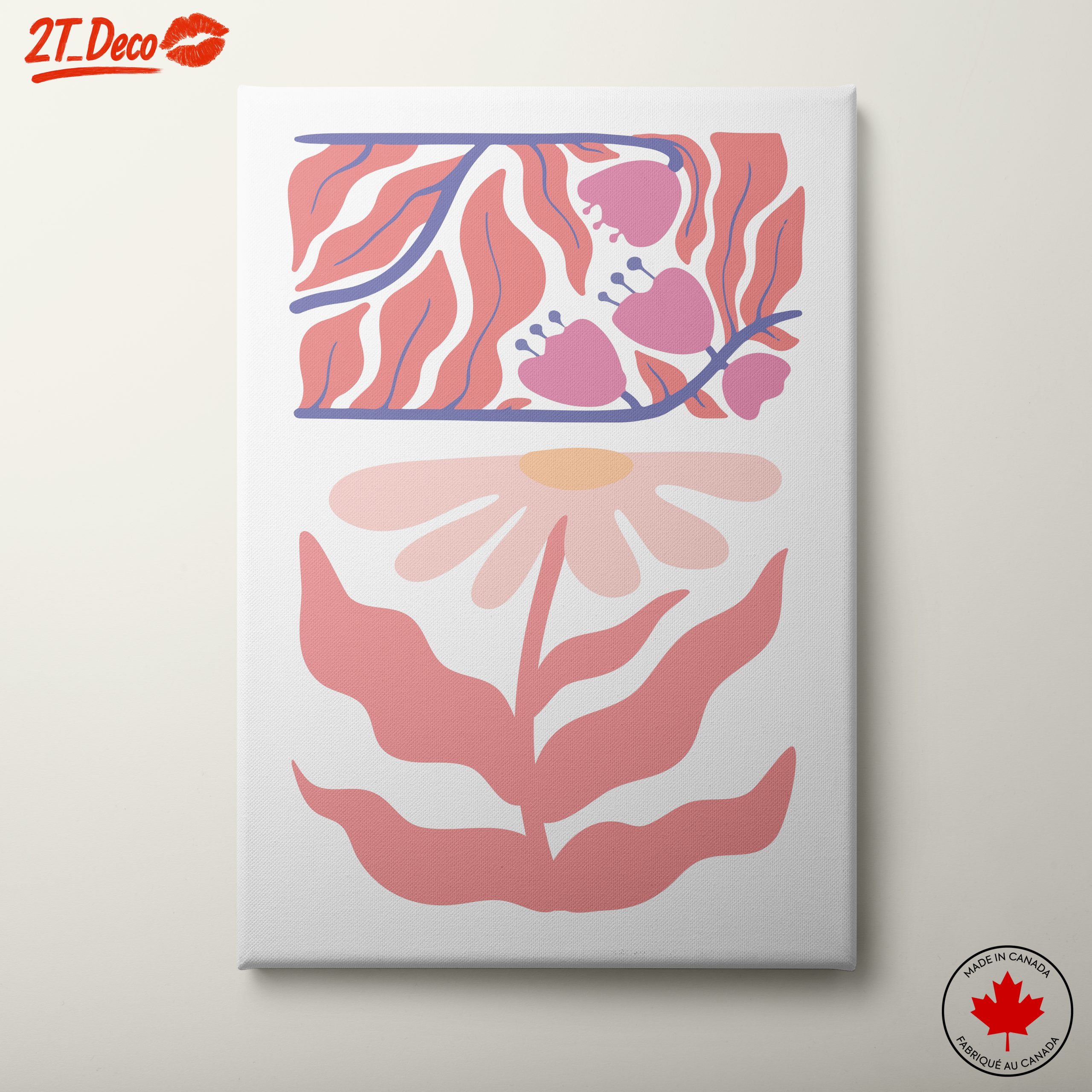 Stylized Floral Design with Leaves and Flowers