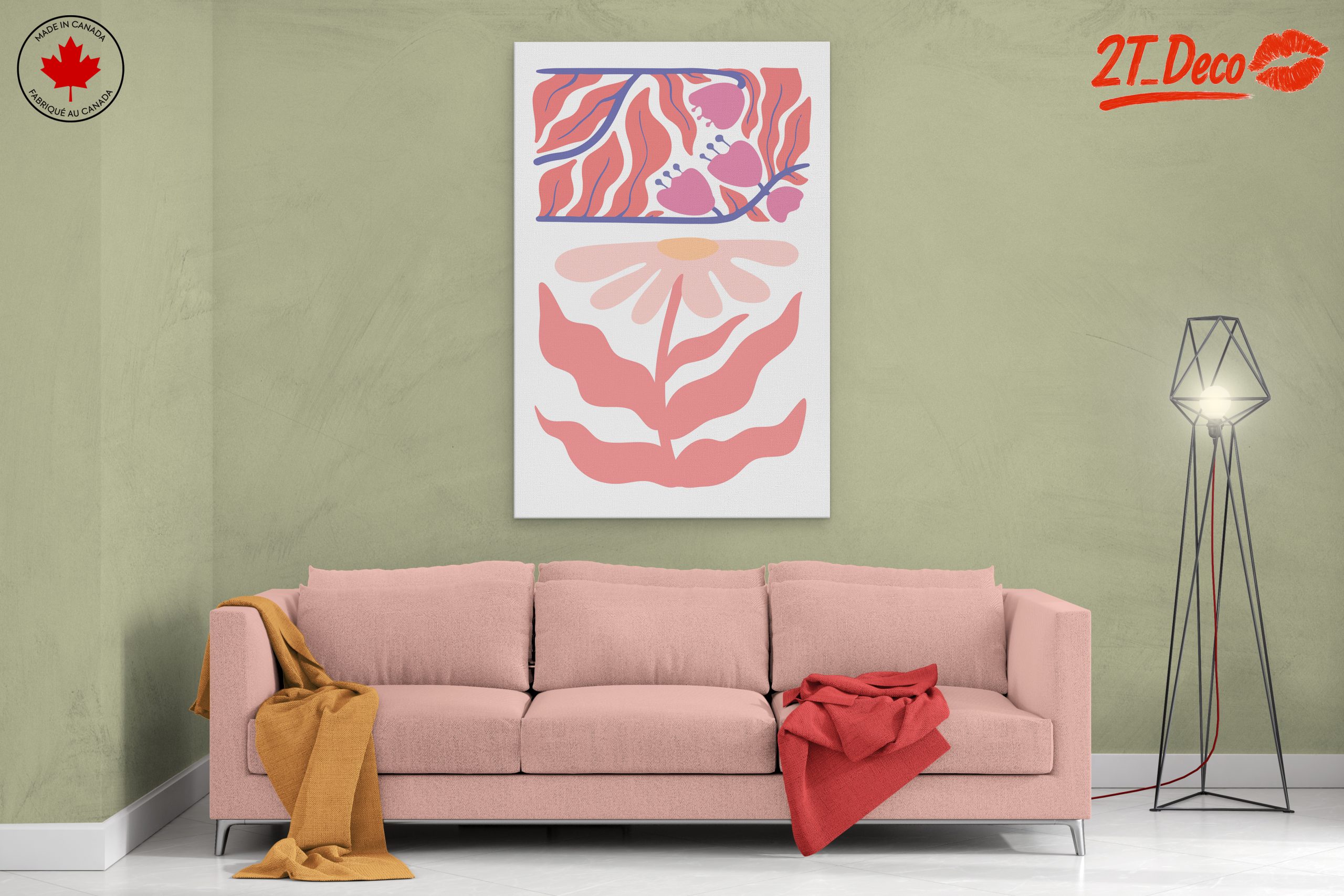 Stylized Floral Design with Leaves and Flowers - Image 2