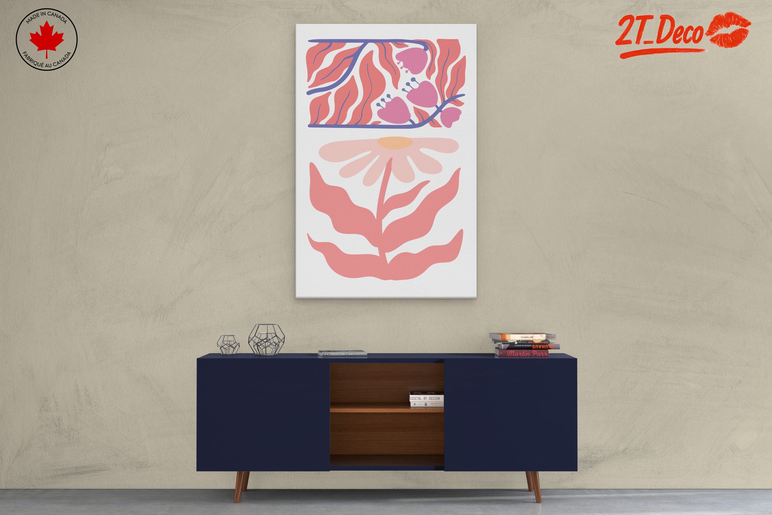 Stylized Floral Design with Leaves and Flowers - Image 3